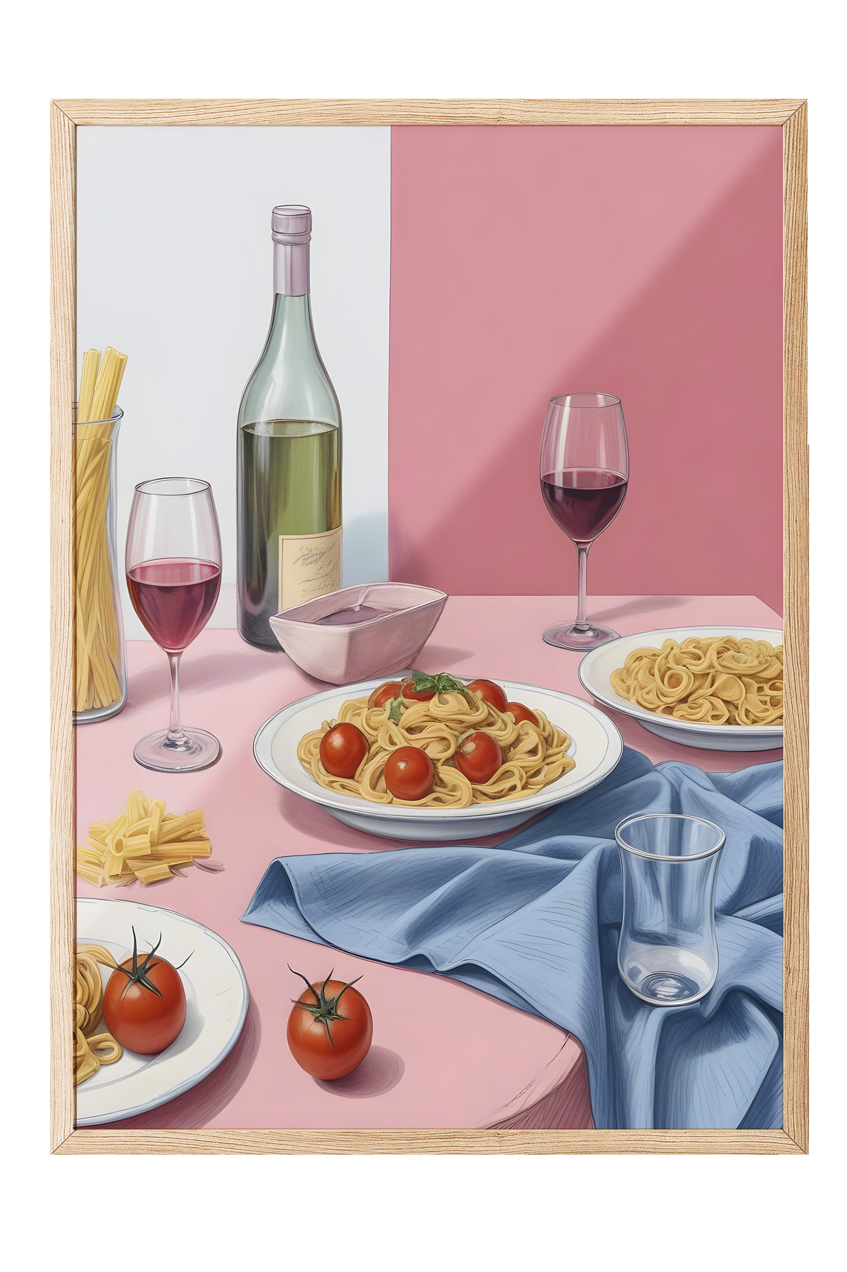 Ahşap Çerçeveli Tablo, Spaghetti For Dinner, Comfort Serisi Mutfak Ahşap Tablo, NO:109105
