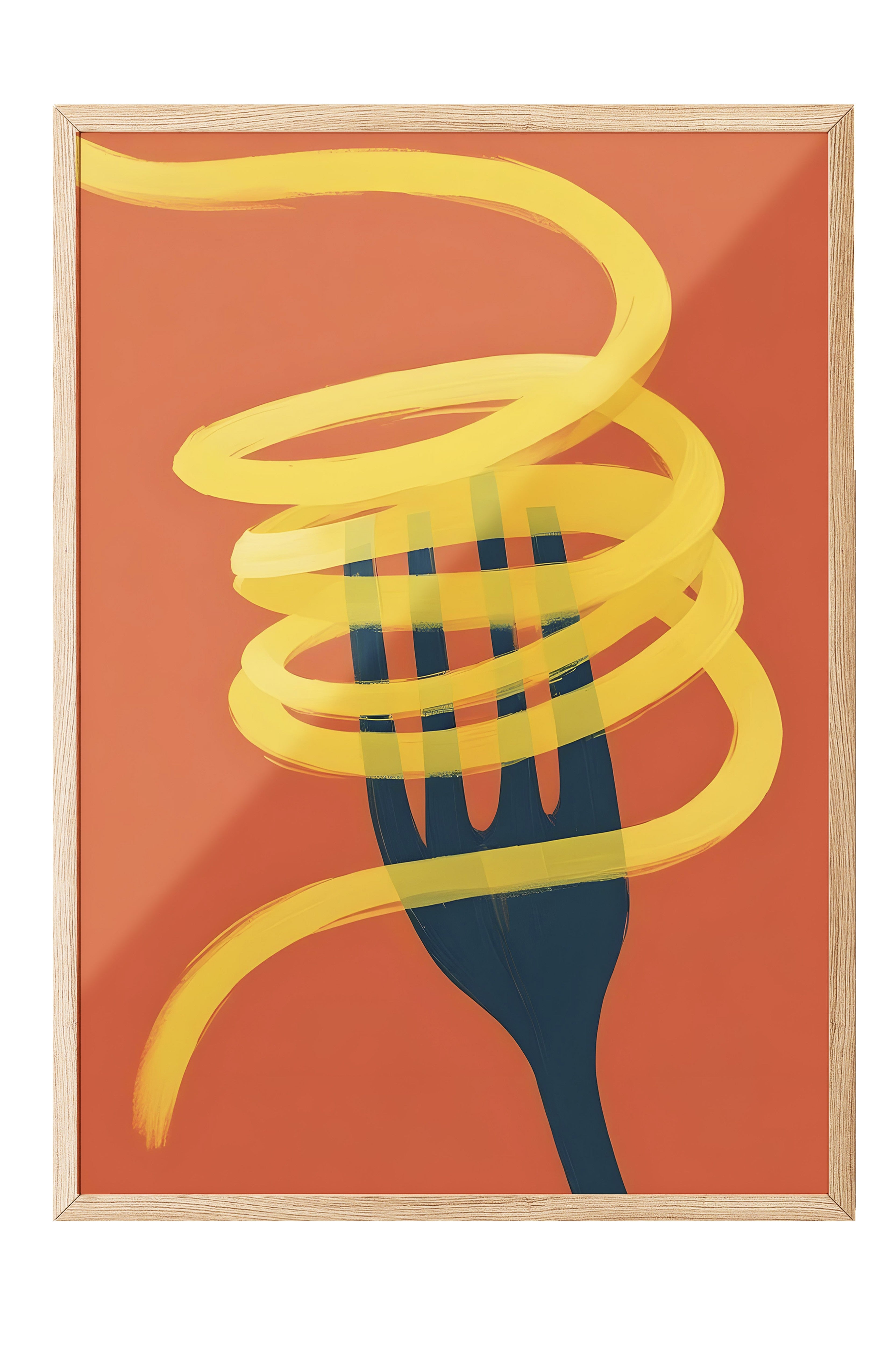 Ahşap Çerçeveli Tablo, Spaghetti Fork, Comfort Serisi Mutfak Ahşap Tablo, NO:109081