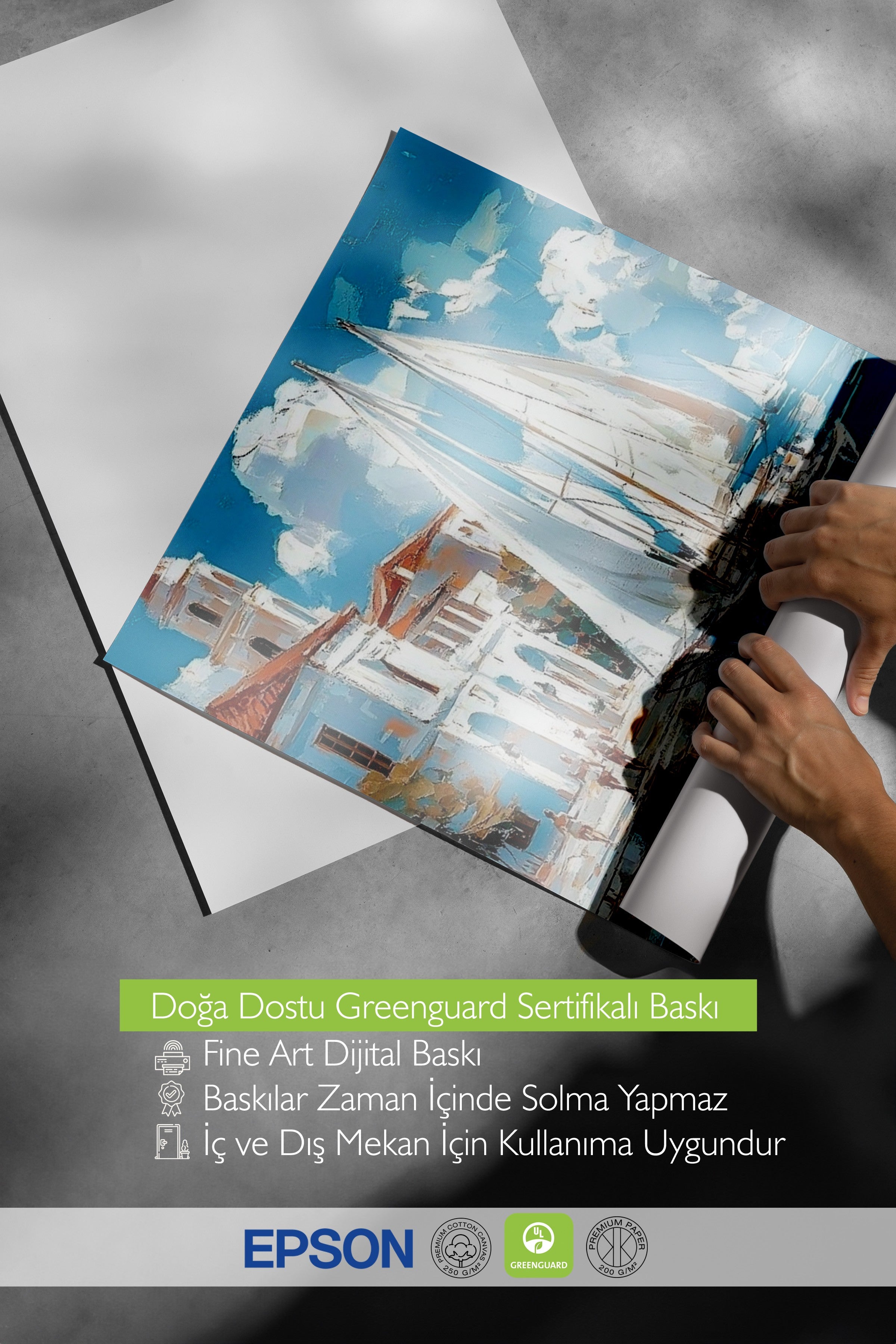 Ahşap Çerçeveli Tablo, Tekneler, Bina, Su, İzlenimci, Mavi, Beyaz Renk Poster, 2025 Yaz Seçkisi, NO:109814