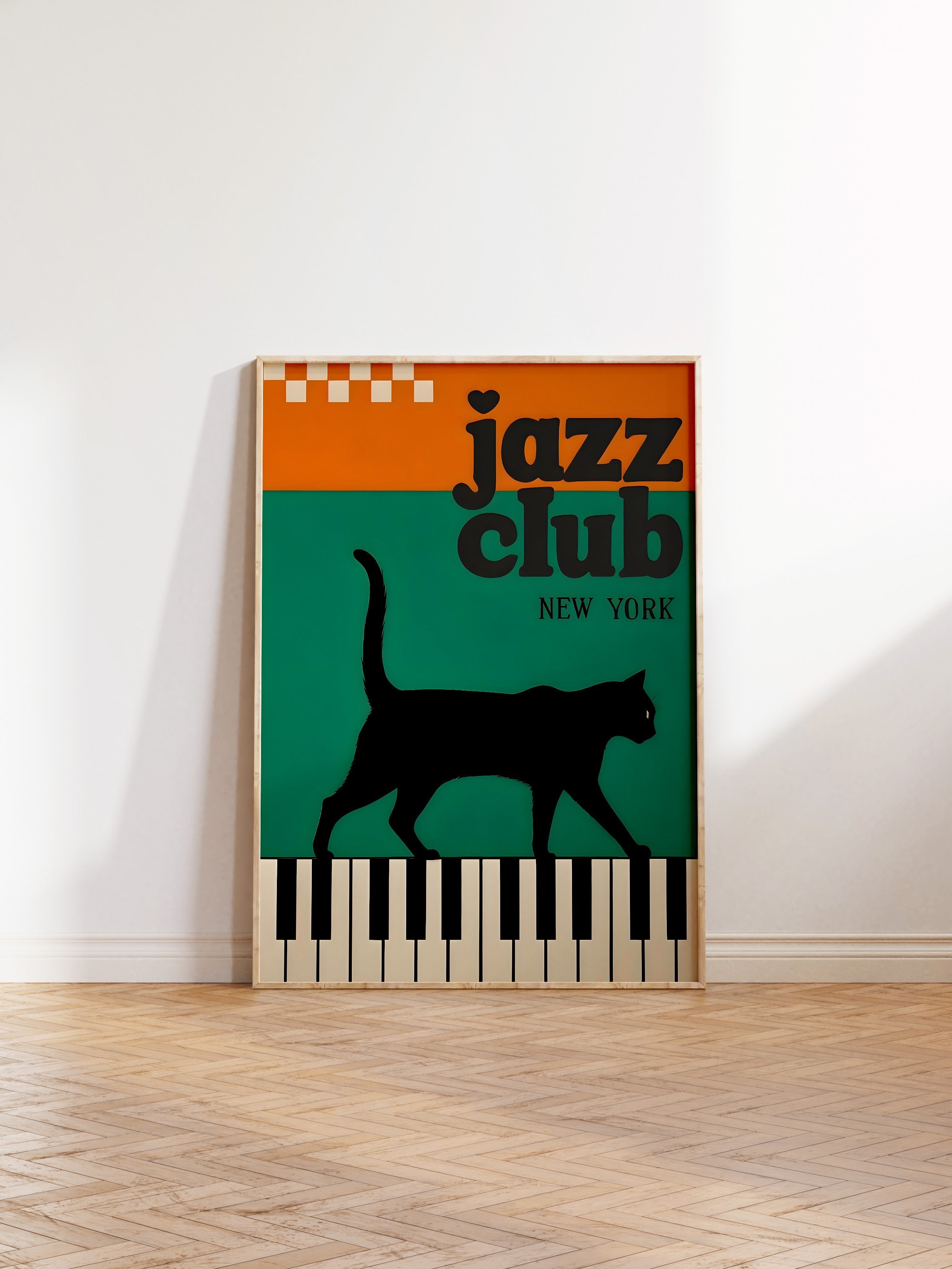 Ahşap Çerçeveli Tablo, The Black Cat Jazz Club - 1, Comfort Serisi Poster ve  Ahşap Tablo, NO:108976