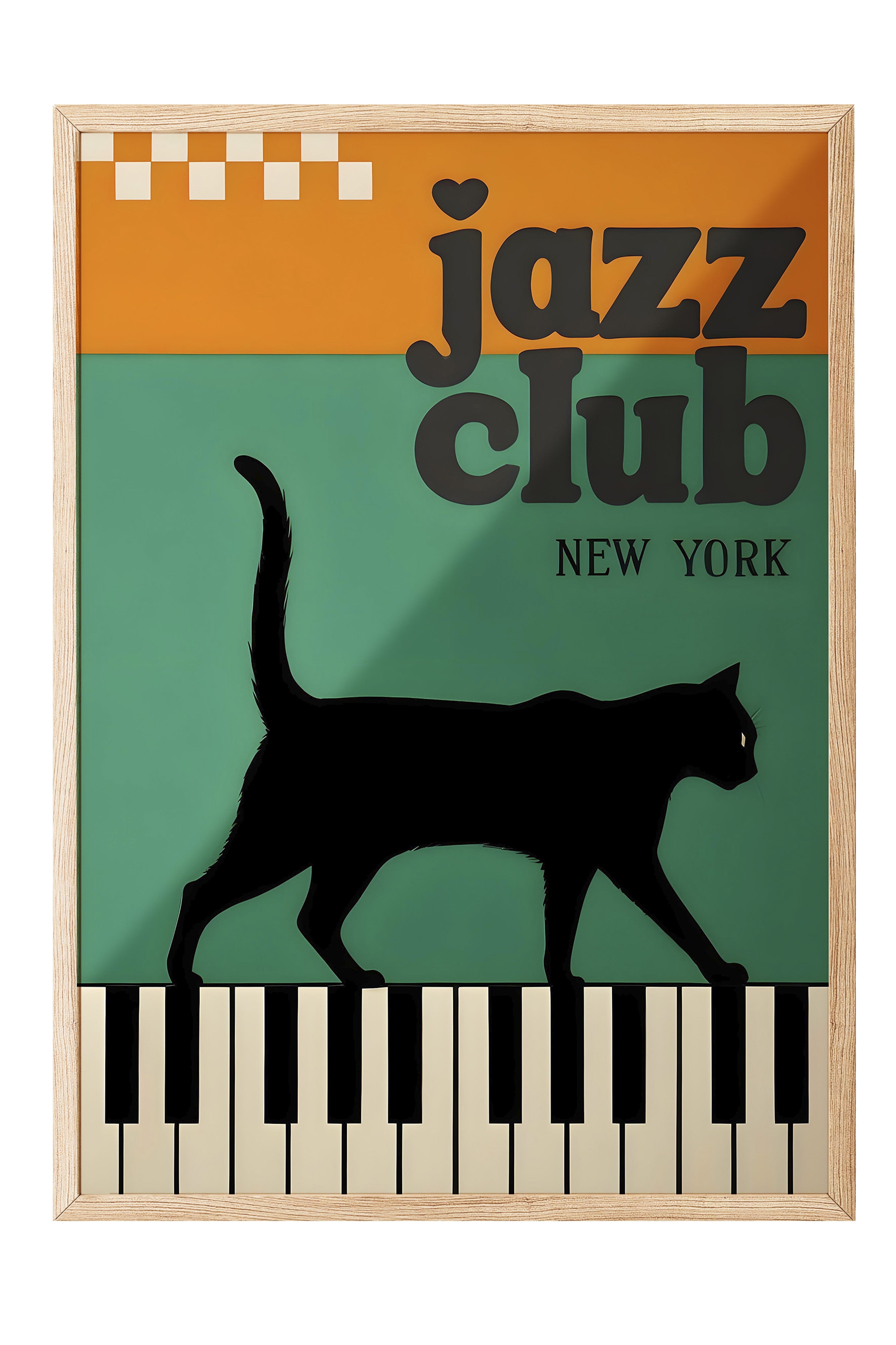 Ahşap Çerçeveli Tablo, The Black Cat Jazz Club - 1, Comfort Serisi Poster ve  Ahşap Tablo, NO:108976