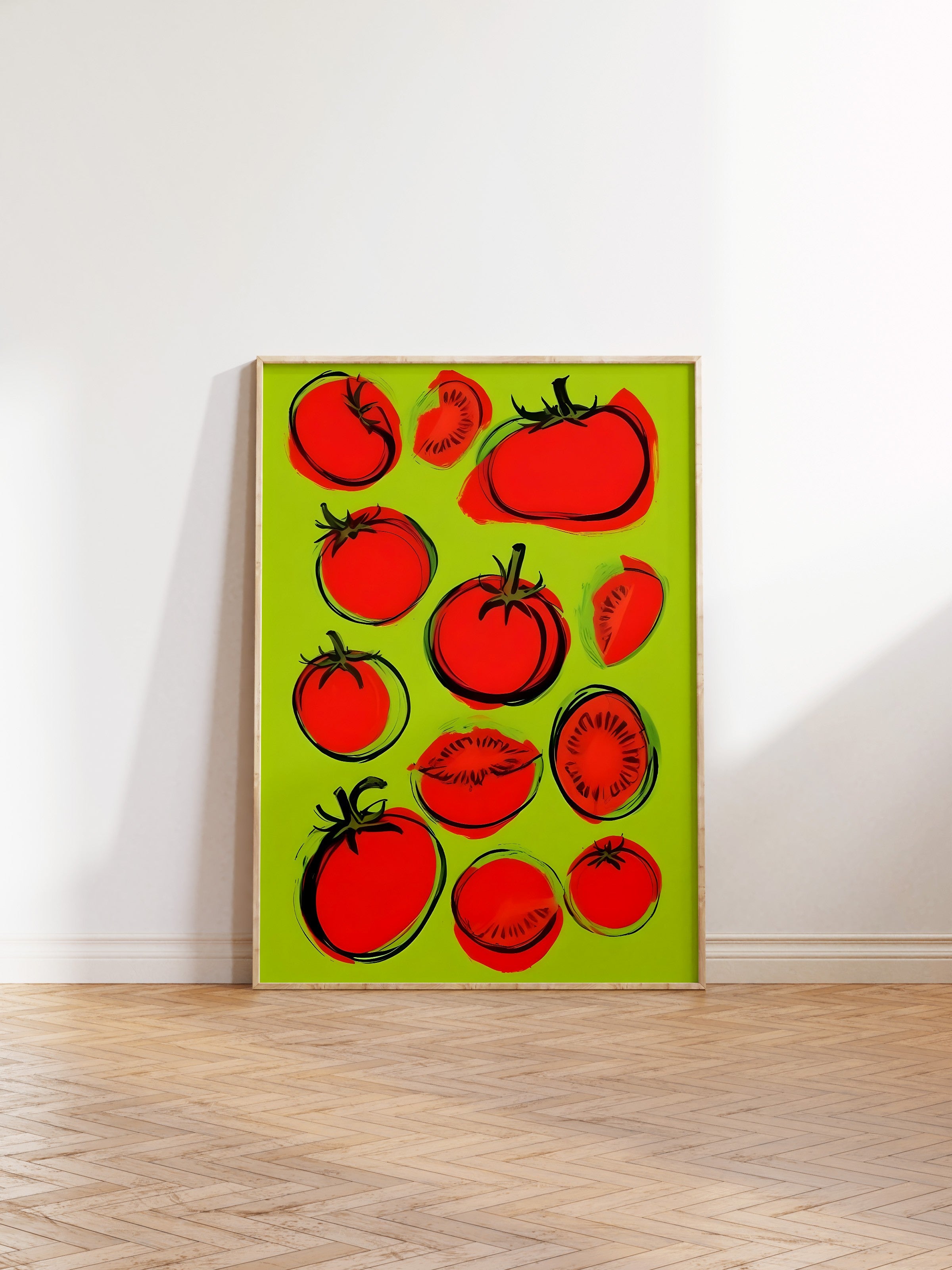 Ahşap Çerçeveli Tablo, Tomatoes, Comfort Serisi Mutfak Ahşap Tablo, NO:109099