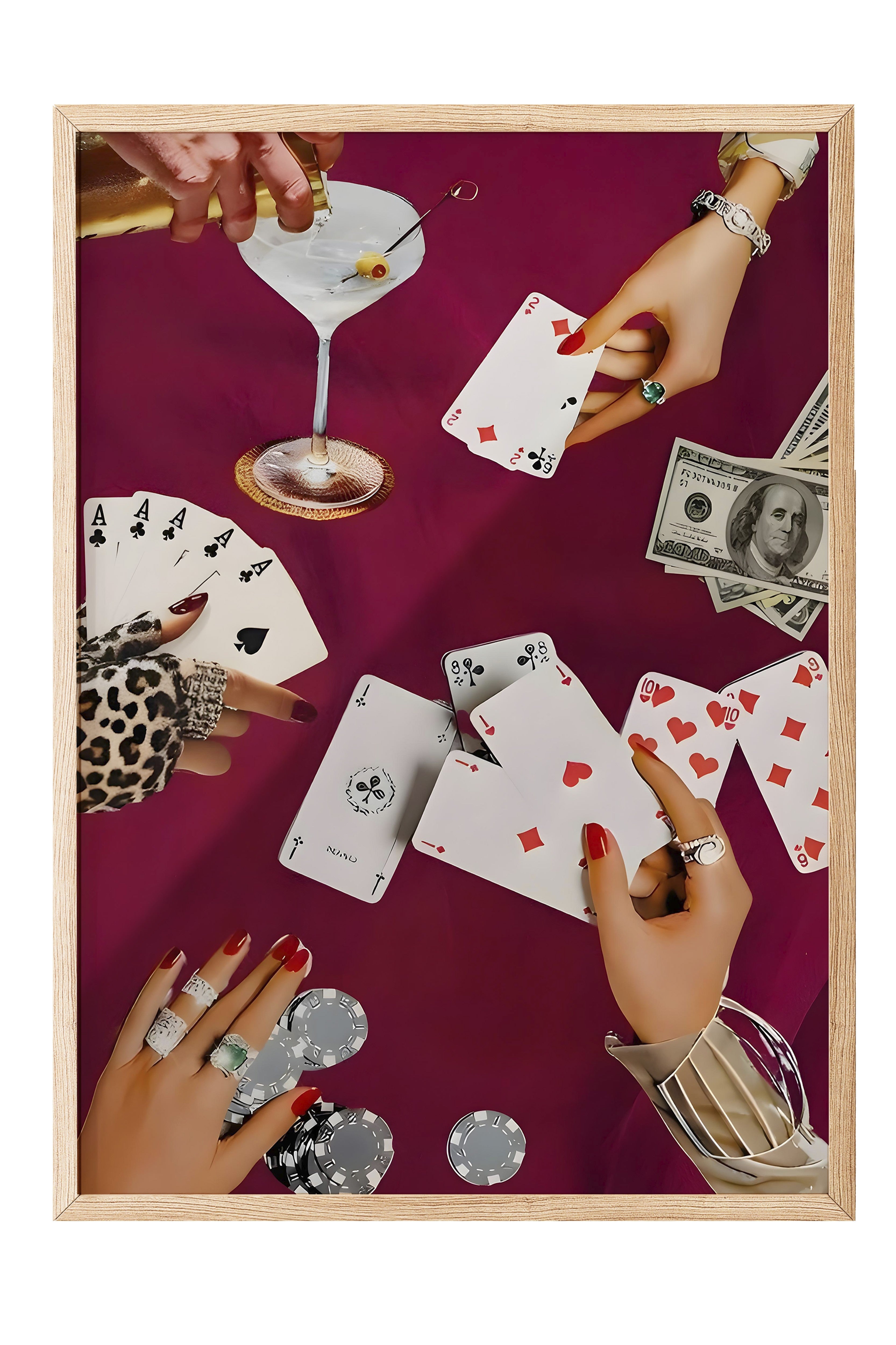 Ahşap Çerçeveli Tablo, Vintage Playing Cards, Comfort Serisi Poster ve Ahşap Tablo, NO:108950