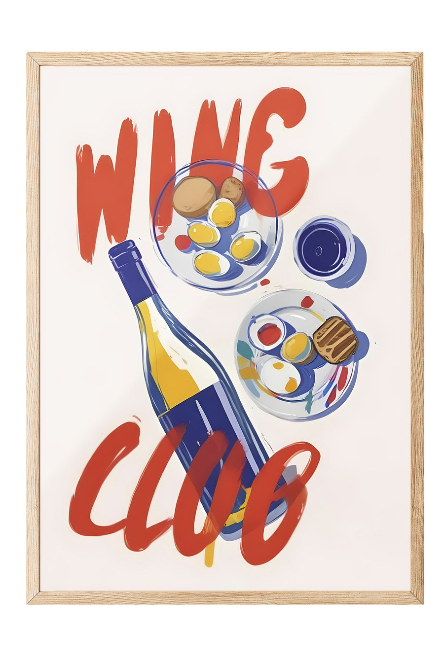 WINE CLUB Poster – Ahşap Çerçeveli Tablo