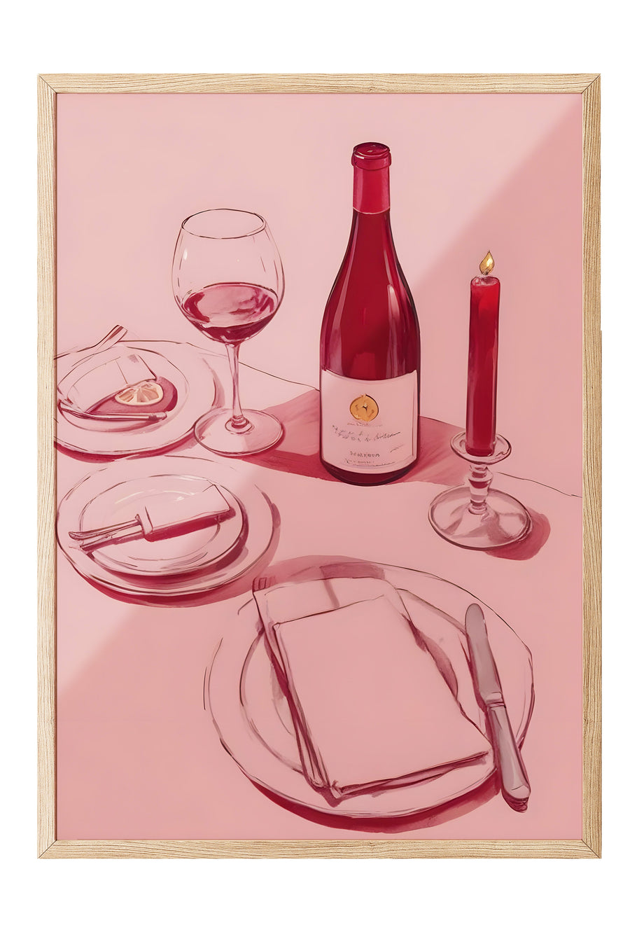 Romantik Akşam Yemeği Poster – Ahşap Çerçeveli Tablo