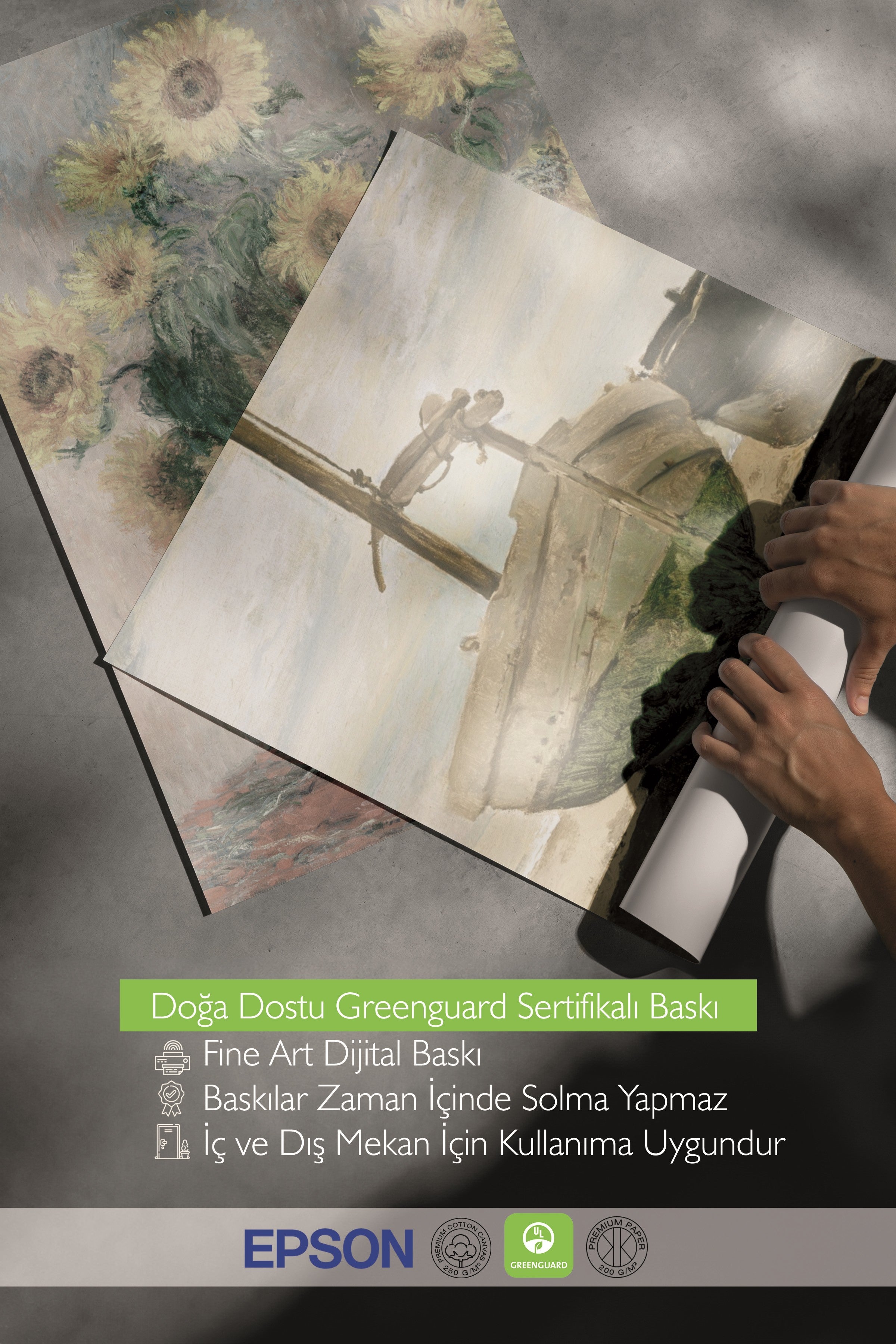 Ahşap Tablo Seti, 3 Adet Ahşap Çerçeveli Poster Art of Green Model No:300887, Yeşil Duvar Dekoru