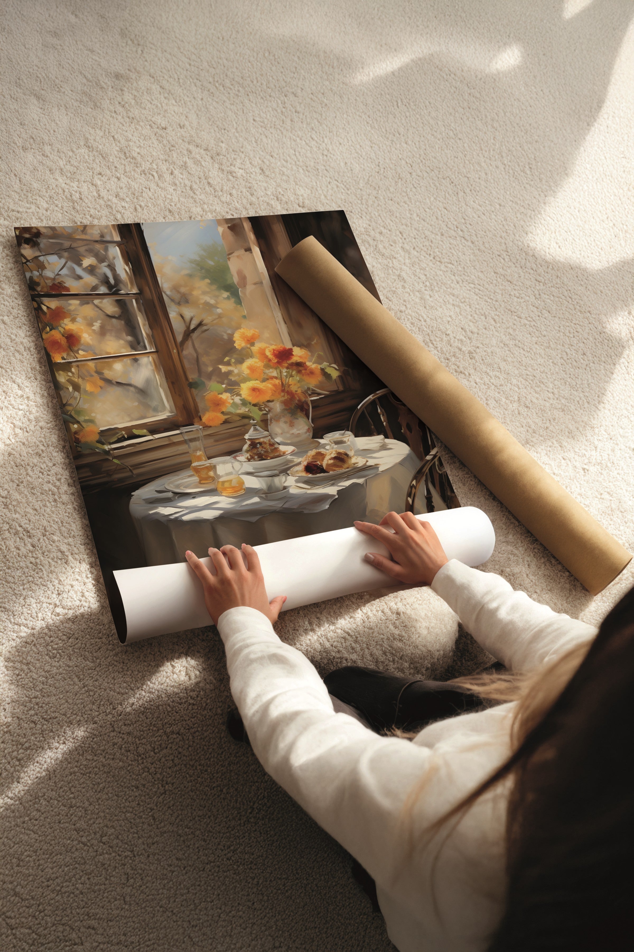 Ahşap Tablo Seti, 3 Adet Ahşap Çerçeveli Poster Autumn Birds Model No:300875, Kahverengi ve Turuncu