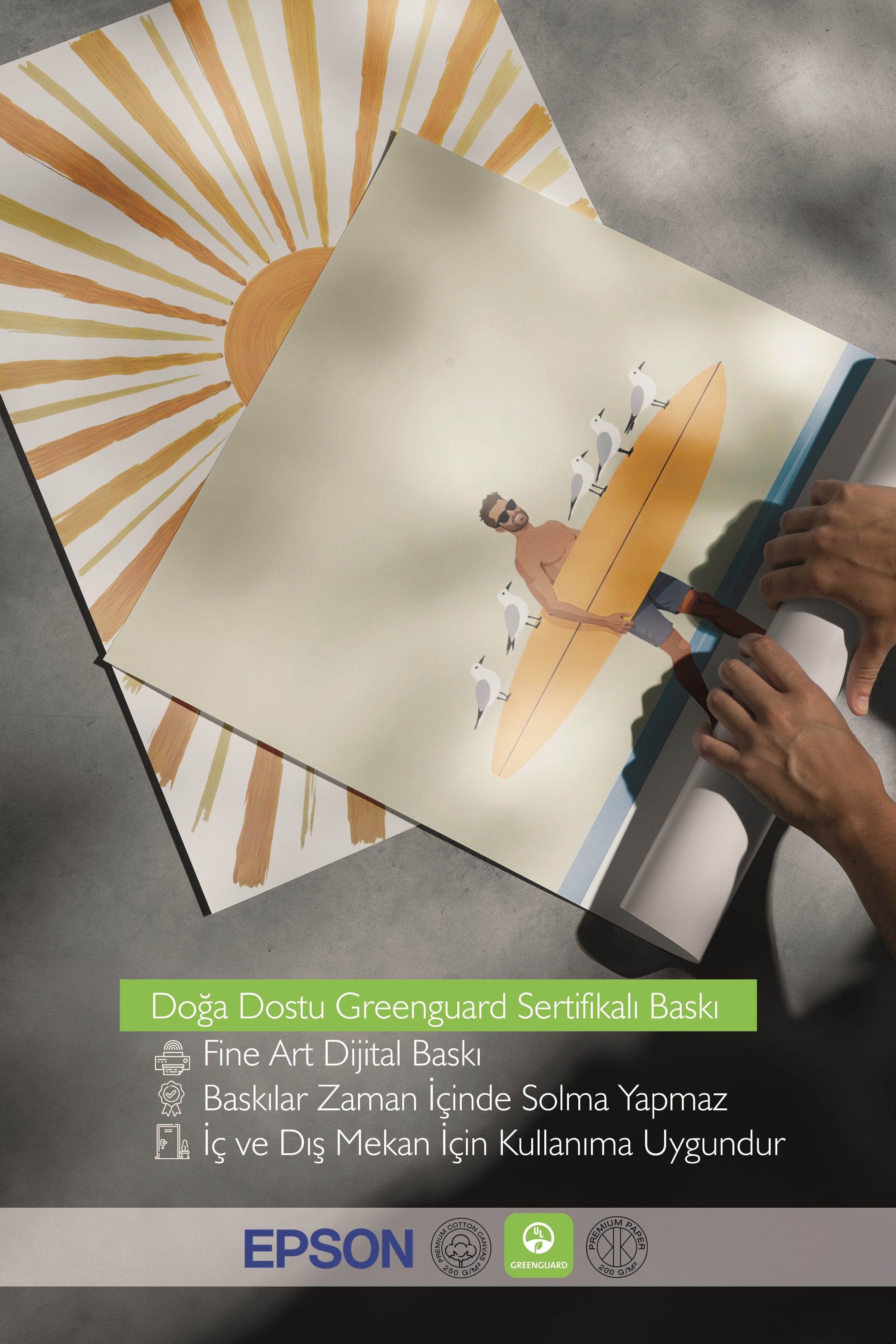 Ahşap Tablo Seti, 3 Adet Ahşap Çerçeveli Poster Yellow summer Model No:300832, Sarı Duvar Dekoru