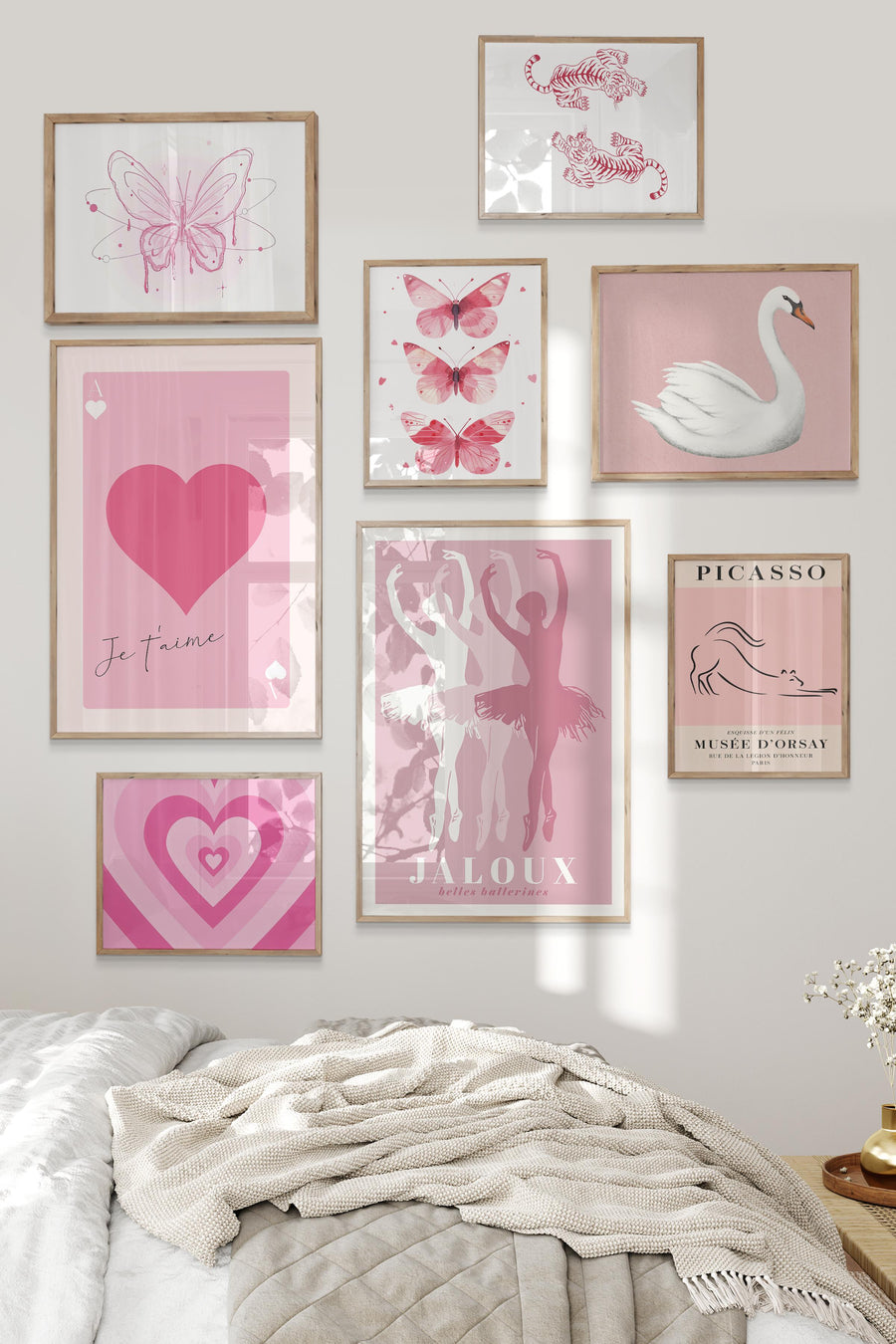 Floral Denge - Pembe Temalı Galeri Poster Seti NO:005