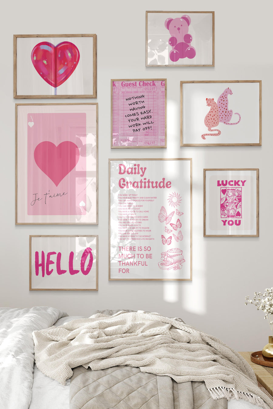 Pembe Lucky You Temalı Galeri Poster Seti NO:039