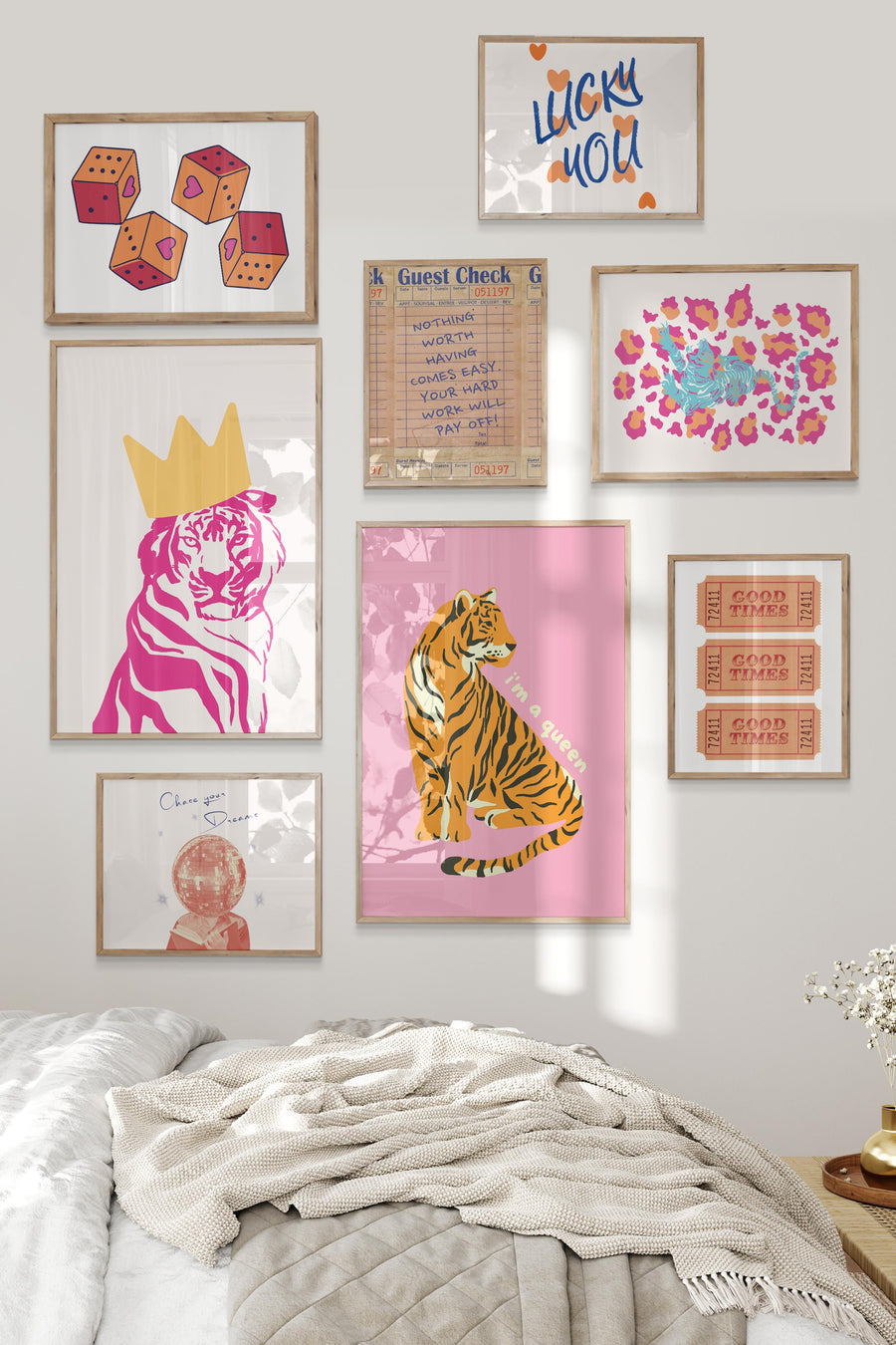 Pembe Preppy Temalı Galeri Poster Seti NO:038