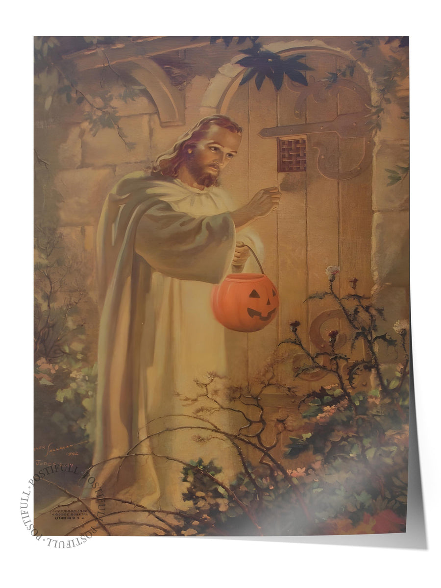 Kapının Önünde Duran Figür Alternatif Sanat Çerçevesiz Poster