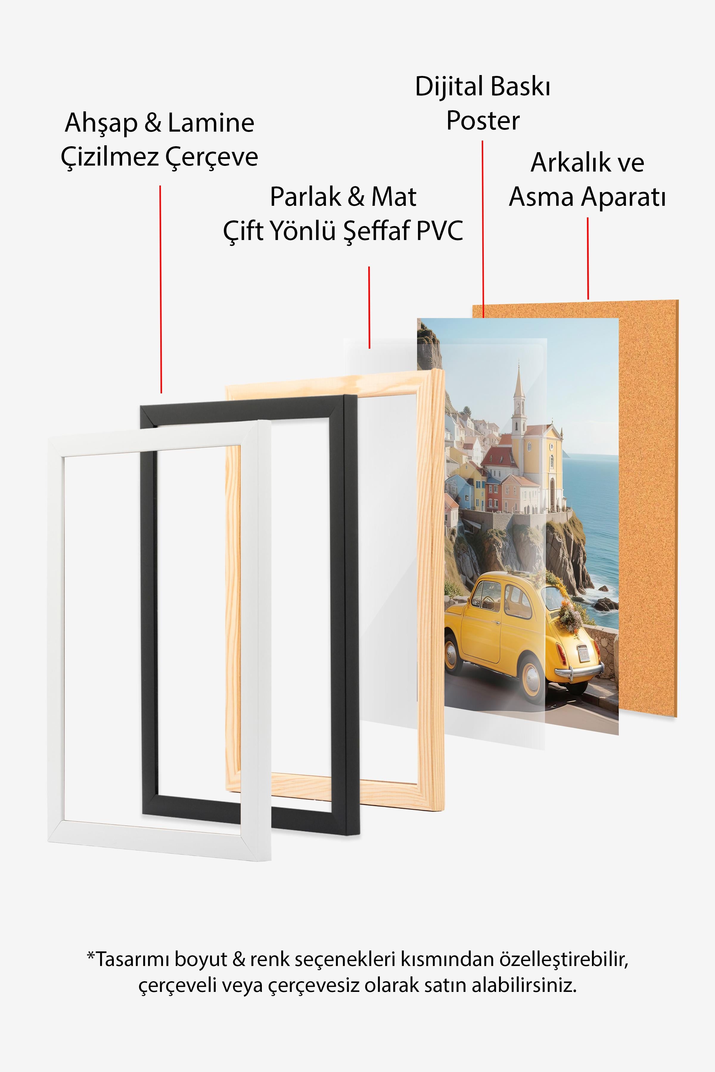 Amalfi Adventure Çerçeveli Tablo, Beyaz Çerçeve ve Poster, Duvar Tablosu Comfort Serisi NO:108338