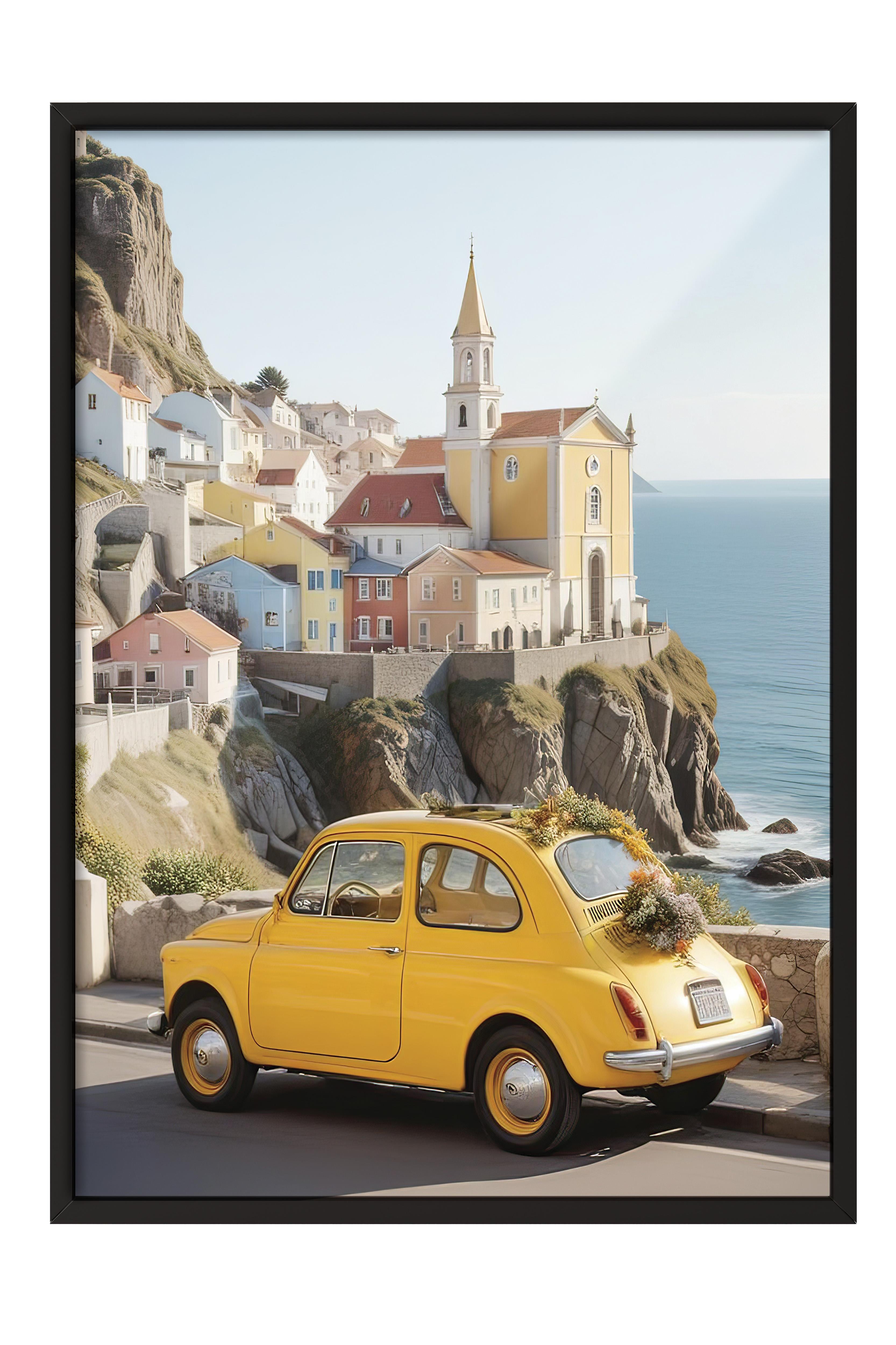 Amalfi Adventure Çerçeveli Tablo, Siyah Çerçeve ve Poster, Duvar Tablosu Comfort Serisi NO:108338