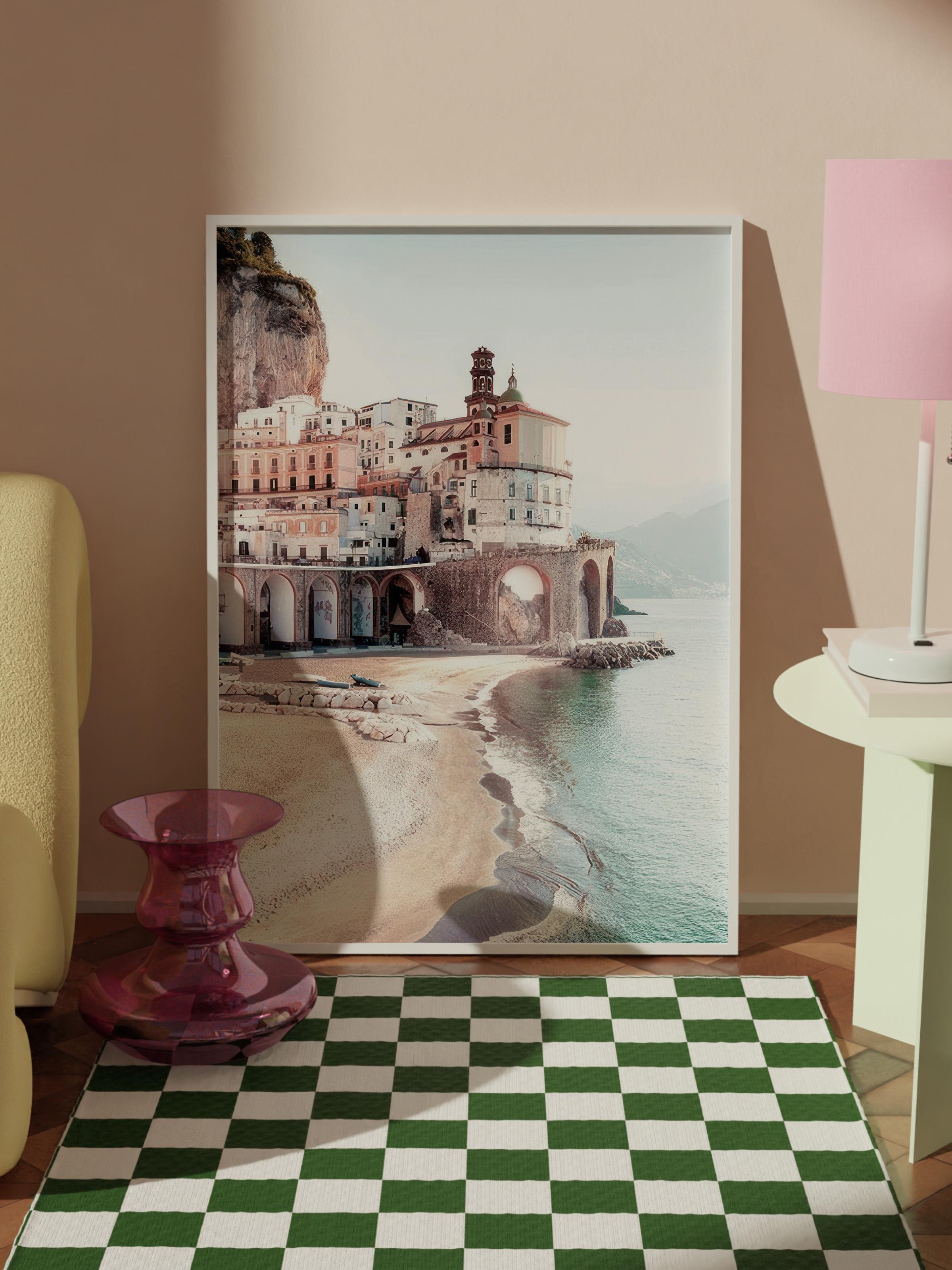 Amalfi Coast Çerçeveli Tablo, Beyaz Çerçeve ve Poster, Dikey Duvar Tablosu Comfort Serisi NO:108447