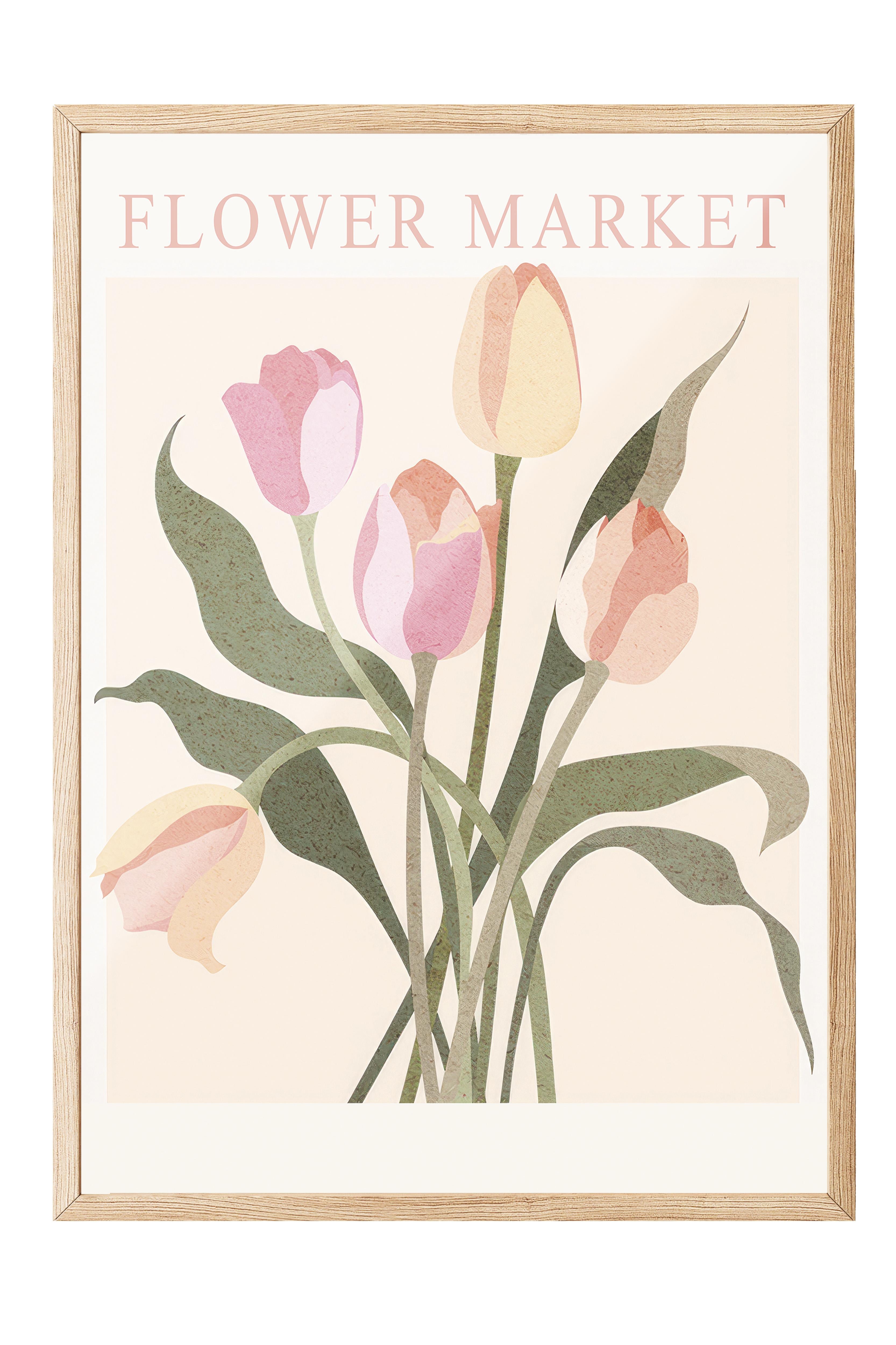 Amsterdam Flower Market Ahşap Çerçeveli Tablo, Duvar Tablosu Comfort Serisi NO:108542