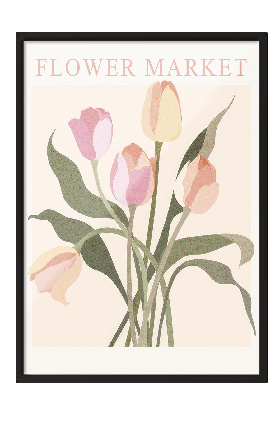 FLOWER MARKET Poster – Siyah Çerçeveli Tablo
