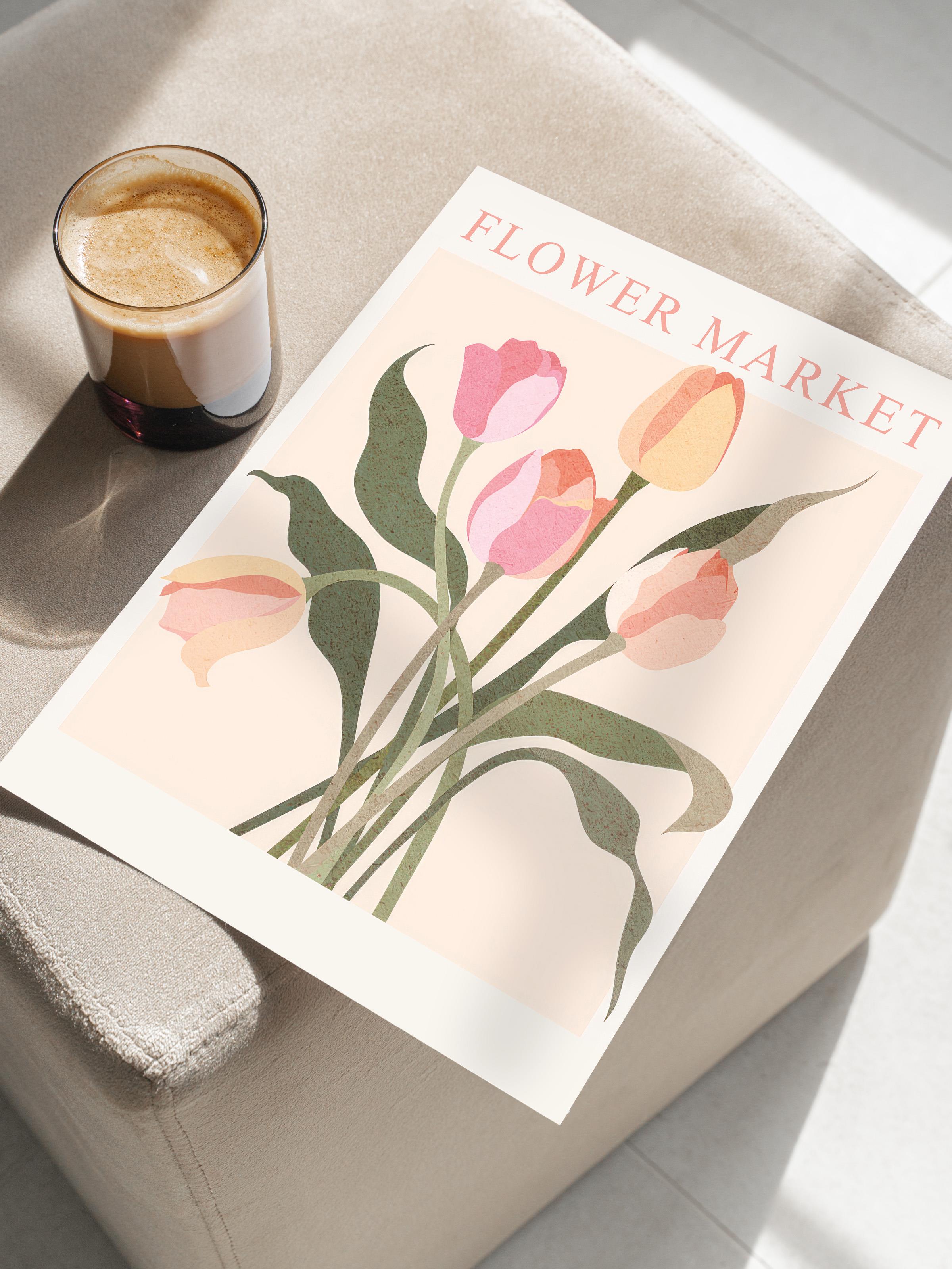 Amsterdam Flower Market Poster, Dikey Duvar Tablosu Comfort Serisi NO:108542