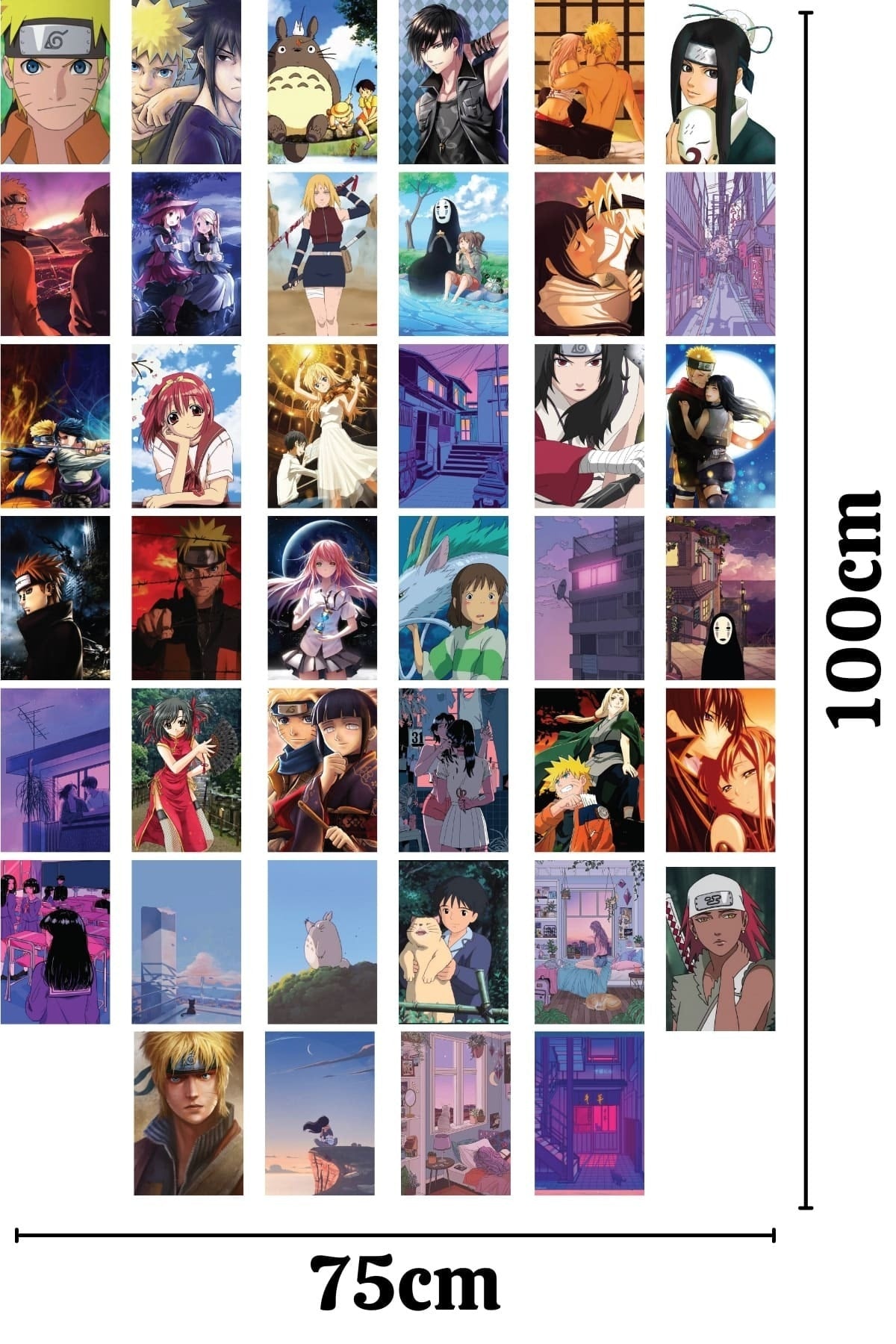 Anime Duvar Poster Seti - Arkası Yapışkanlı Manga Poster Kolaj Seti - 40 Adet - 10cm*15cm