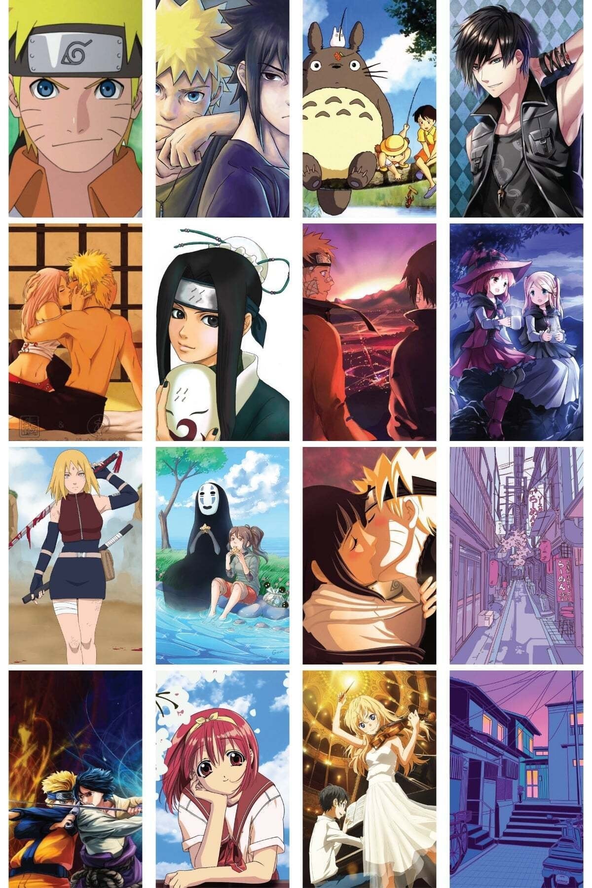 Anime Duvar Poster Seti - Arkası Yapışkanlı Manga Poster Kolaj Seti - 40 Adet - 10cm*15cm