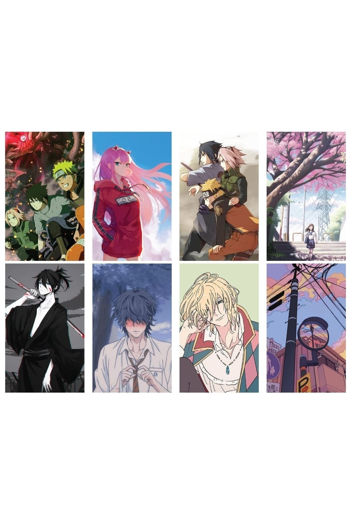 Anime Duvar Poster Seti - Arkası Yapışkanlı Manga Poster Kolaj Seti - 40 Adet - 10cm*15cm