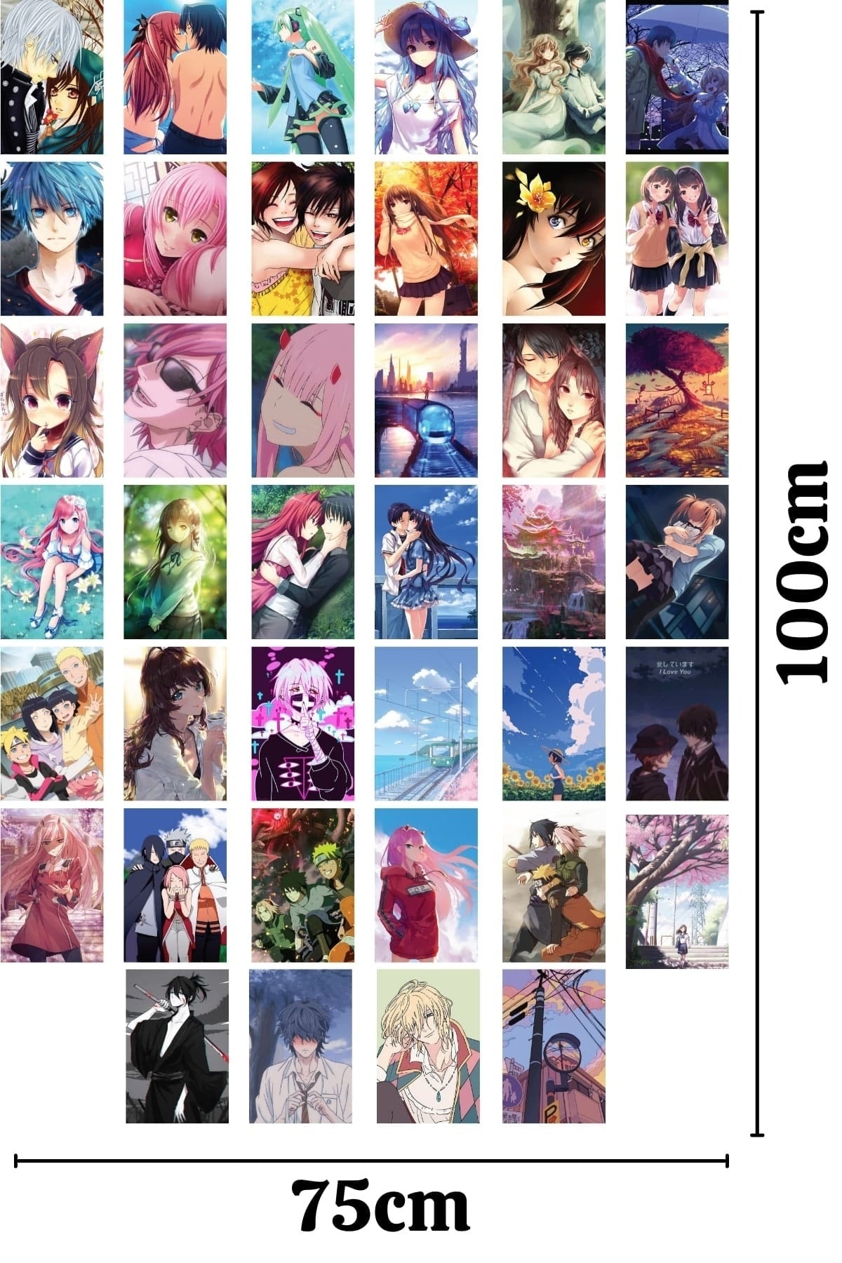 Anime Duvar Poster Seti - Arkası Yapışkanlı Manga Poster Kolaj Seti - 40 Adet - 10cm*15cm