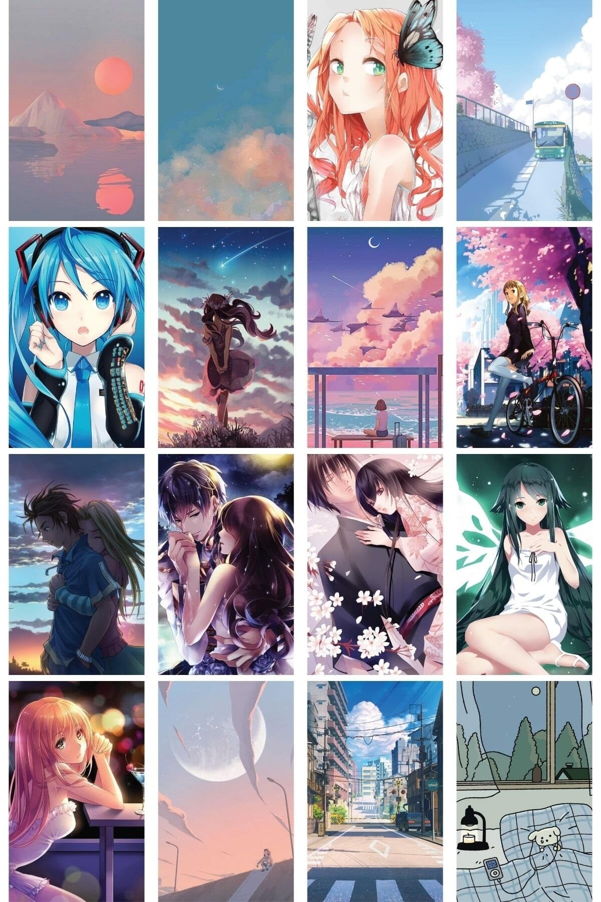 Anime Duvar Poster Seti - Arkası Yapışkanlı Manga Poster Kolaj Seti - 40 Adet - 10cm*15cm