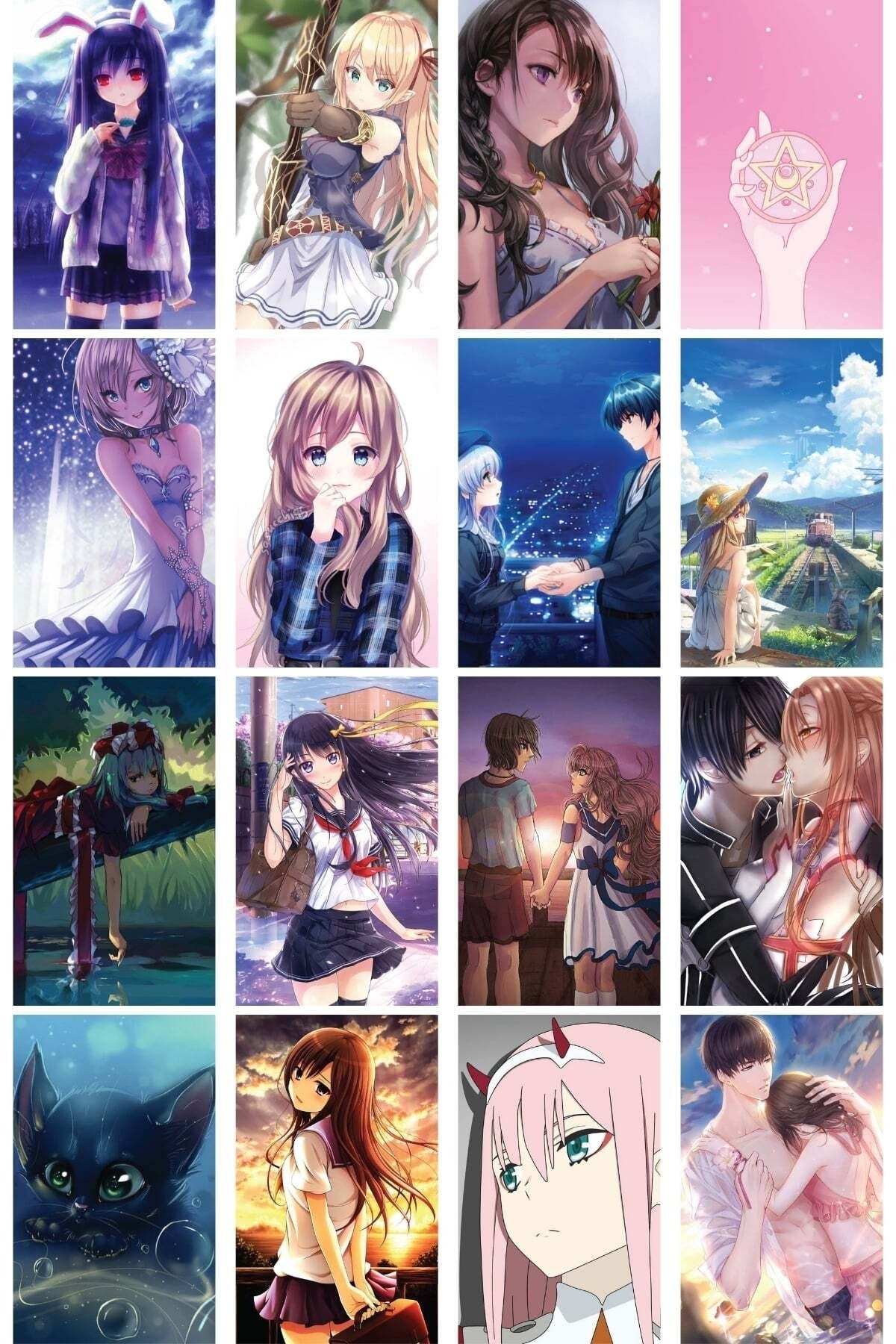 Anime Duvar Poster Seti - Arkası Yapışkanlı Manga Poster Kolaj Seti - 40 Adet - 10cm*15cm