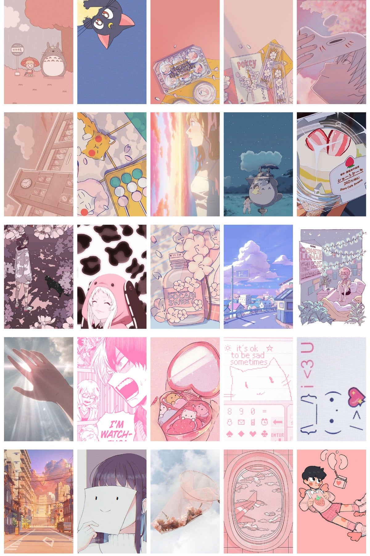 Anime Duvar Posteri Kolaj Set - 110 Adet - Arkası Yapışkanlı Anime Poster Seti - 10cm*15cm - Kutulu