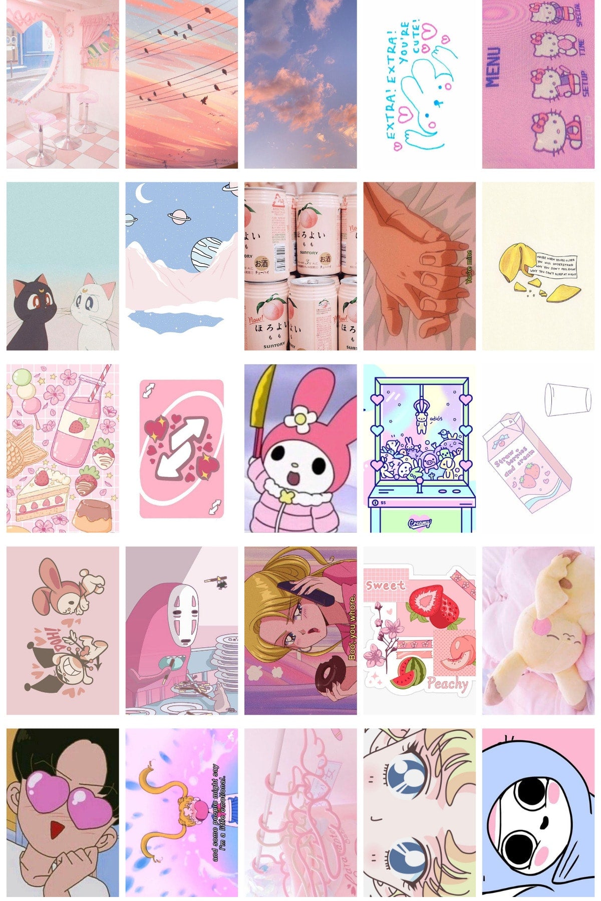 Anime Duvar Posteri Kolaj Set - 110 Adet - Arkası Yapışkanlı Anime Poster Seti - 10cm*15cm - Kutulu