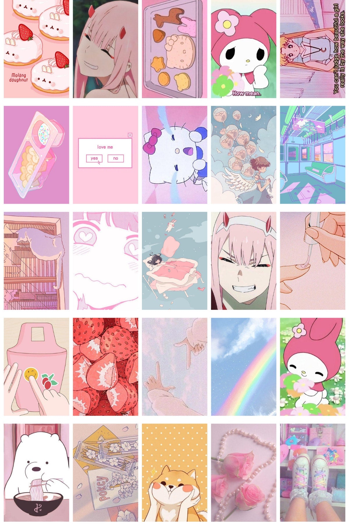 Anime Duvar Posteri Kolaj Set - 110 Adet - Arkası Yapışkanlı Anime Poster Seti - 10cm*15cm - Kutulu