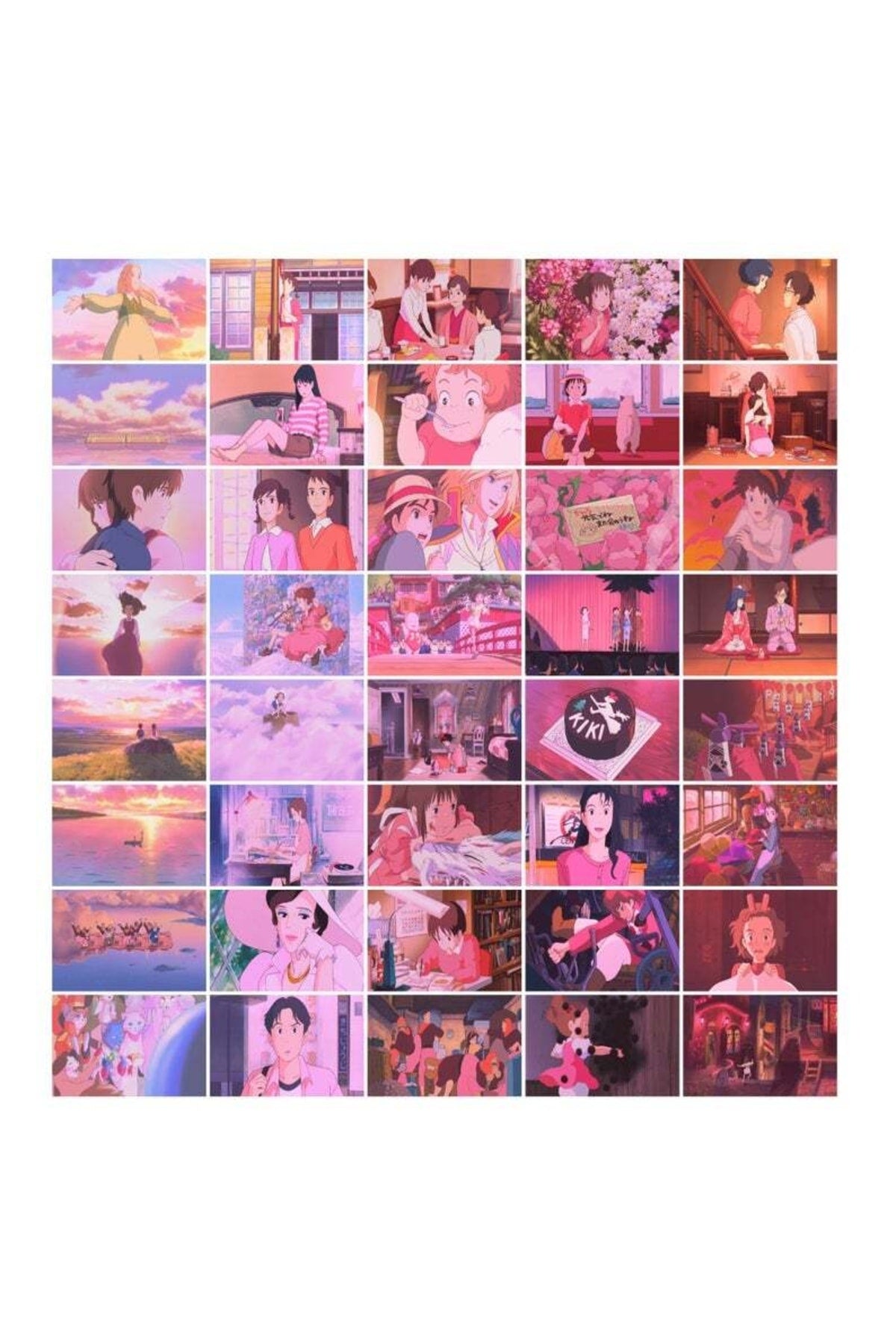 Anime Duvar Posteri Kolaj Seti - 40 Adet - Arkası Yapışkanlı Poster Seti - 10cm*15cm - Kutulu Set