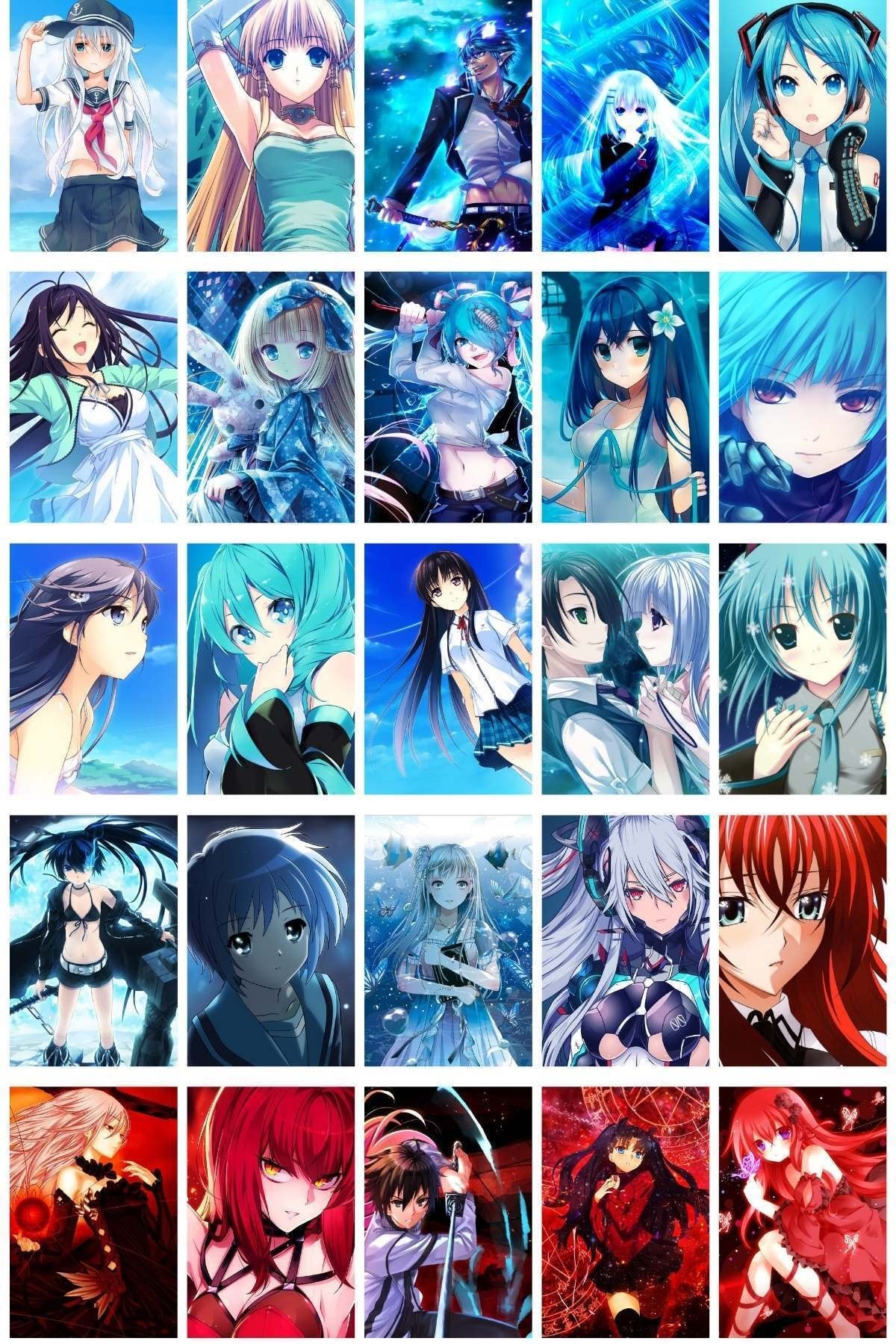 Anime Duvar Posteri Seti - Arkası Yapışkanlı Anime Kolaj Seti - 125 Adet - 10cm*15cm - Kutulu Set