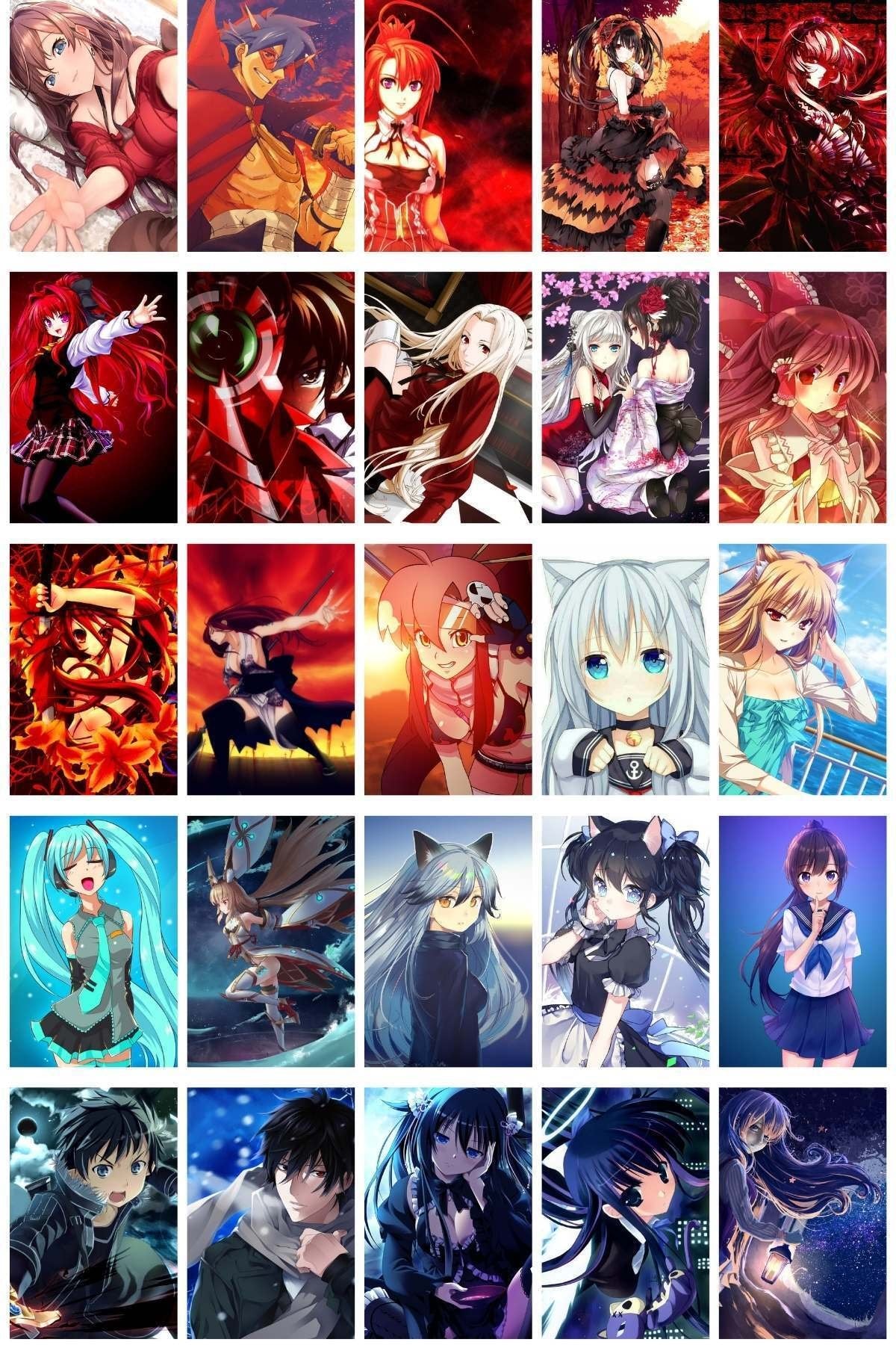 Anime Duvar Posteri Seti - Arkası Yapışkanlı Anime Kolaj Seti - 125 Adet - 10cm*15cm - Kutulu Set