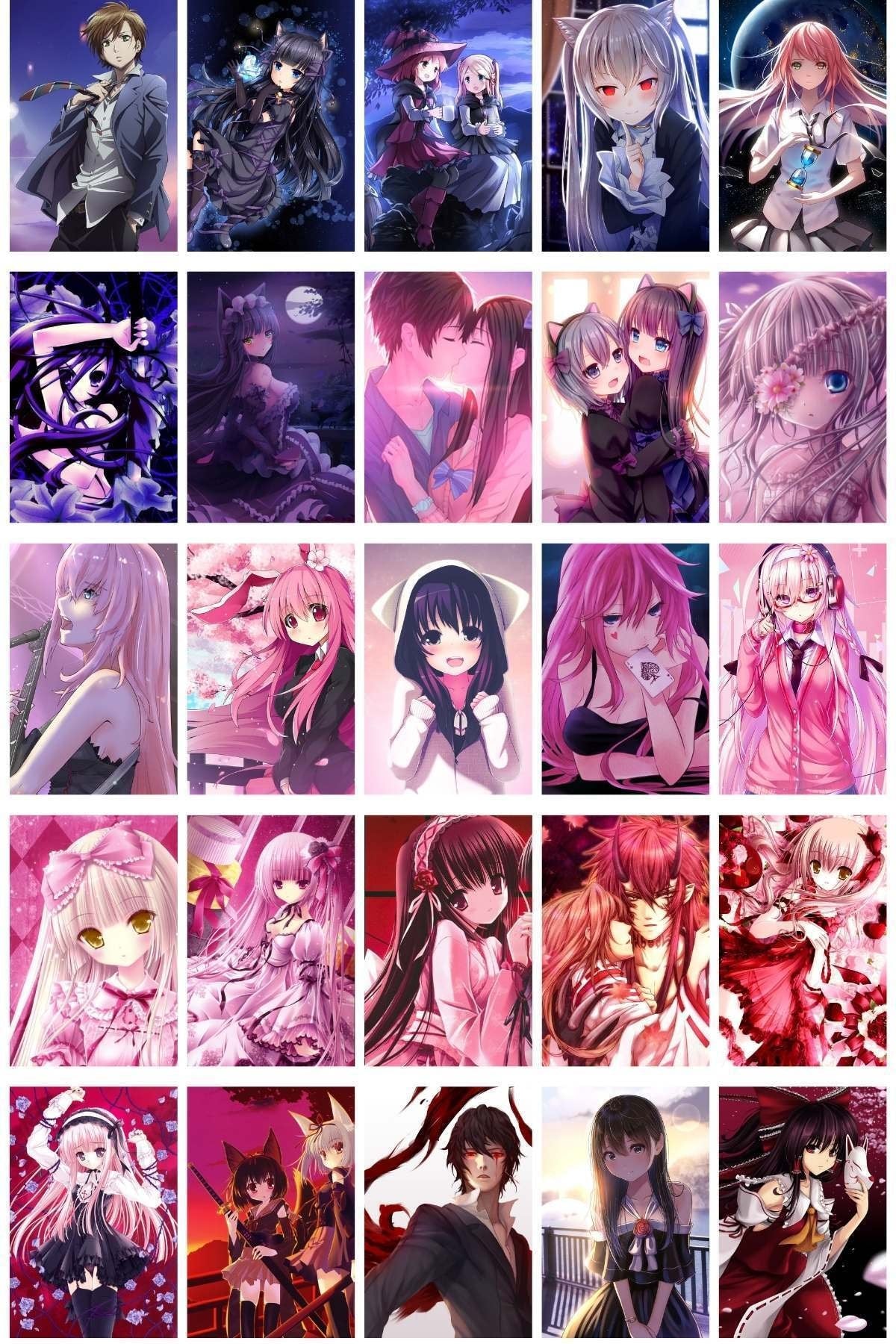 Anime Duvar Posteri Seti - Arkası Yapışkanlı Anime Kolaj Seti - 125 Adet - 10cm*15cm - Kutulu Set