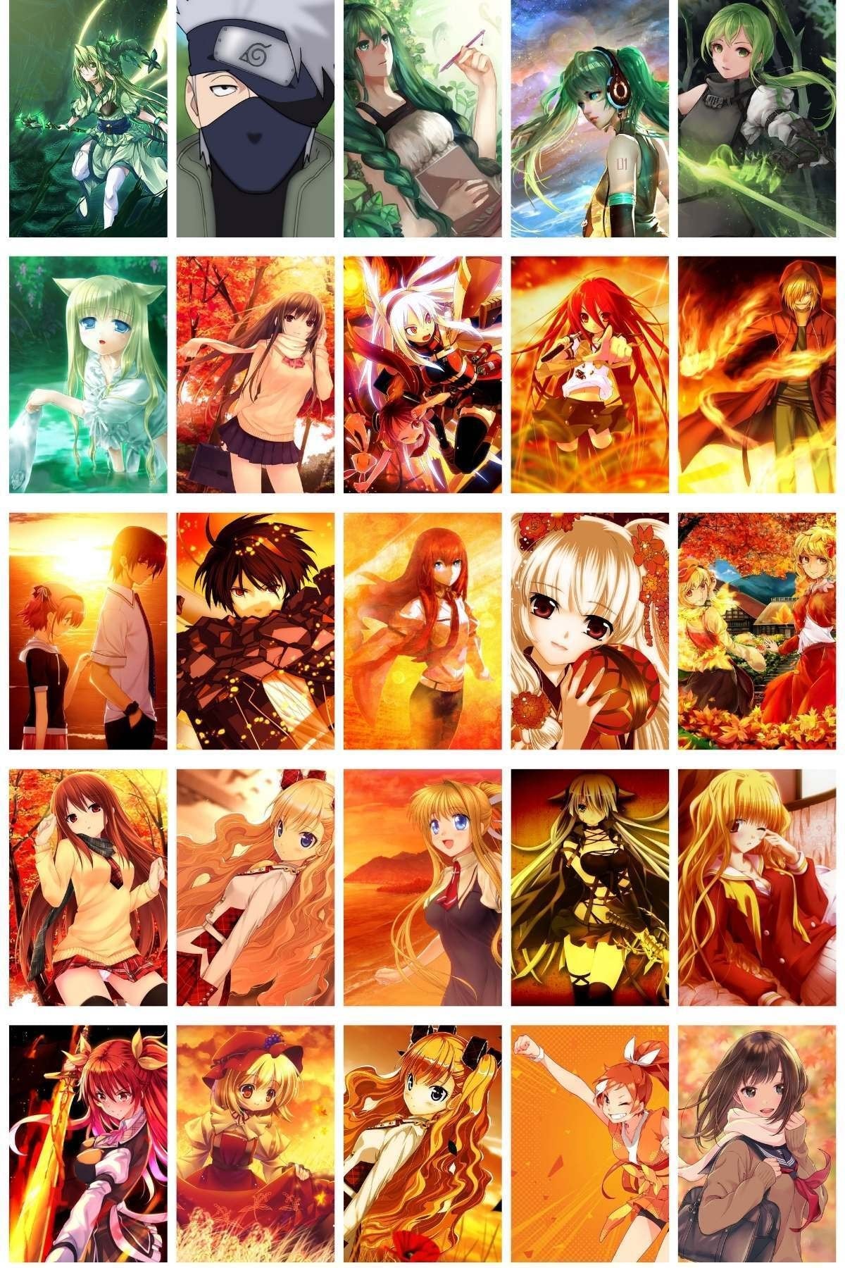 Anime Duvar Posteri Seti - Arkası Yapışkanlı Anime Kolaj Seti - 125 Adet - 10cm*15cm - Kutulu Set