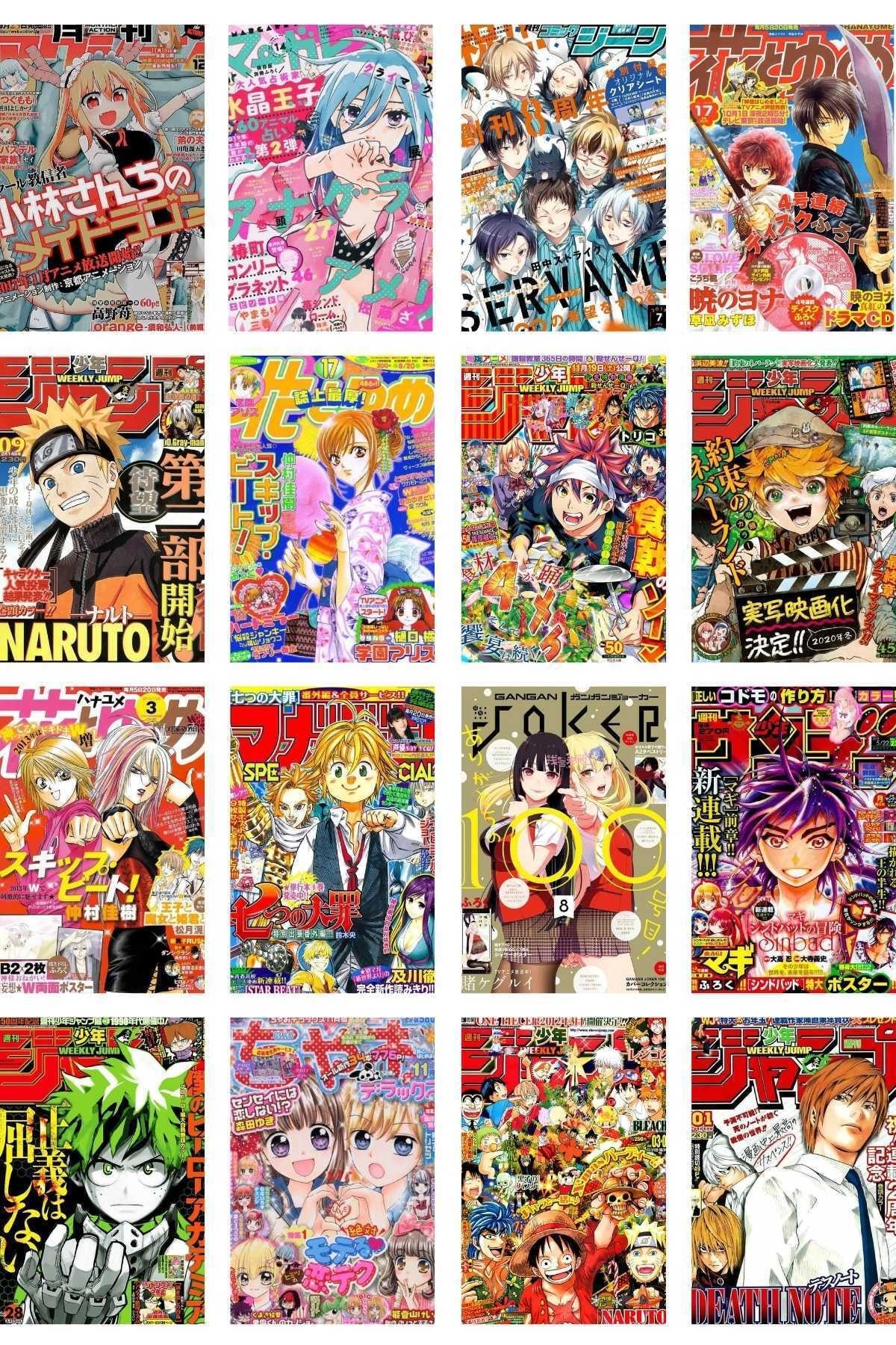 Anime Poster, 84 Adet, Anime Poster Kolaj Seti, Arkası Yapışkanlı, Anime Oda Dekoru, Kutulu Set