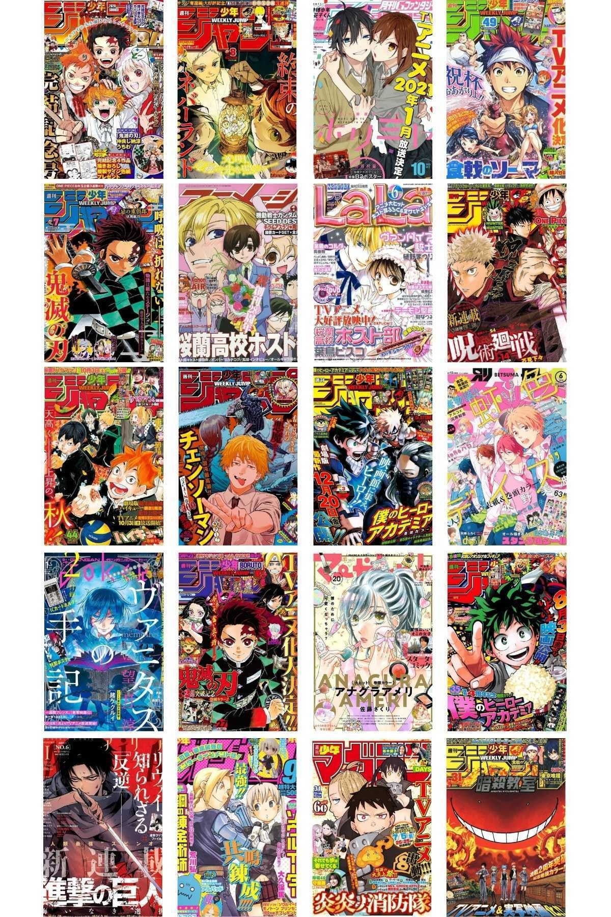 Anime Poster, 84 Adet, Anime Poster Kolaj Seti, Arkası Yapışkanlı, Anime Oda Dekoru, Kutulu Set