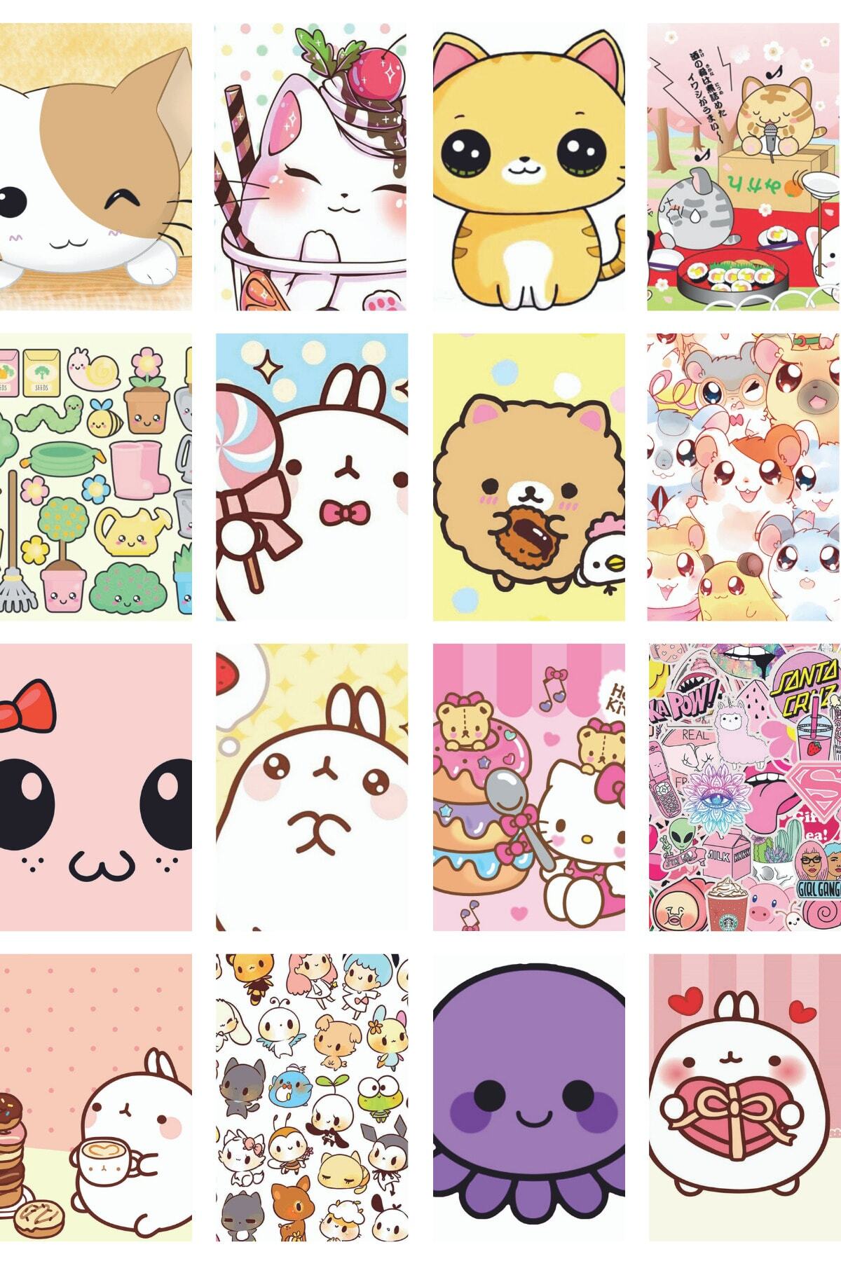 Anime Poster Seti - 50 Adet - Arkası Yapışkanlı Kawaii Poster Seti - 10cm*15cm - Kutulu Set