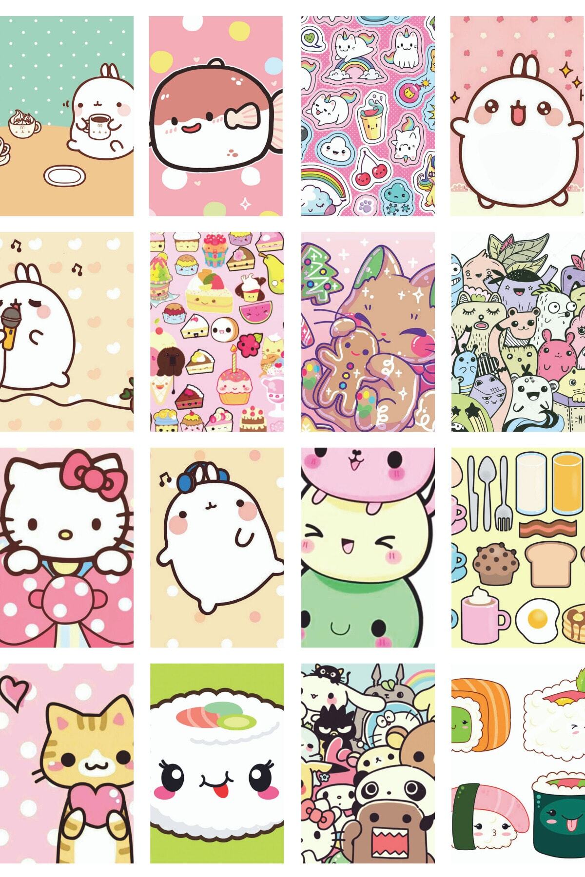 Anime Poster Seti - 50 Adet - Arkası Yapışkanlı Kawaii Poster Seti - 10cm*15cm - Kutulu Set