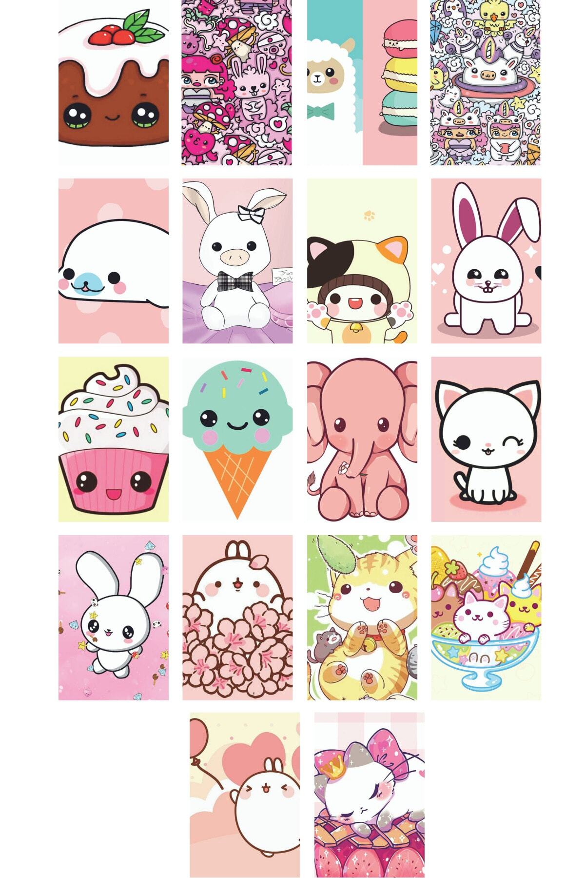 Anime Poster Seti - 50 Adet - Arkası Yapışkanlı Kawaii Poster Seti - 10cm*15cm - Kutulu Set