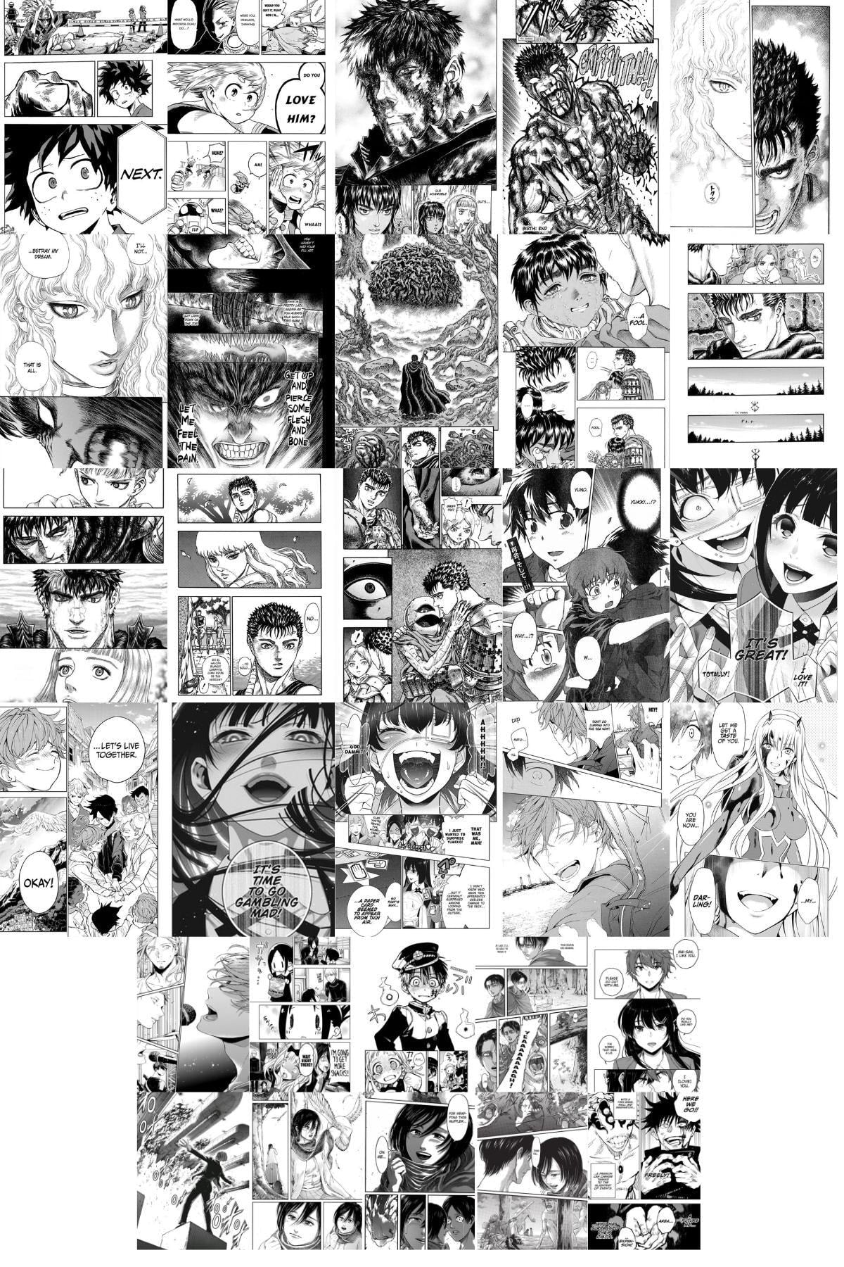Anime Poster Seti - 2, Arkası Yapışkanlı 80 Adet Manga Poster Kolaj Seti, Anime Hediyelik