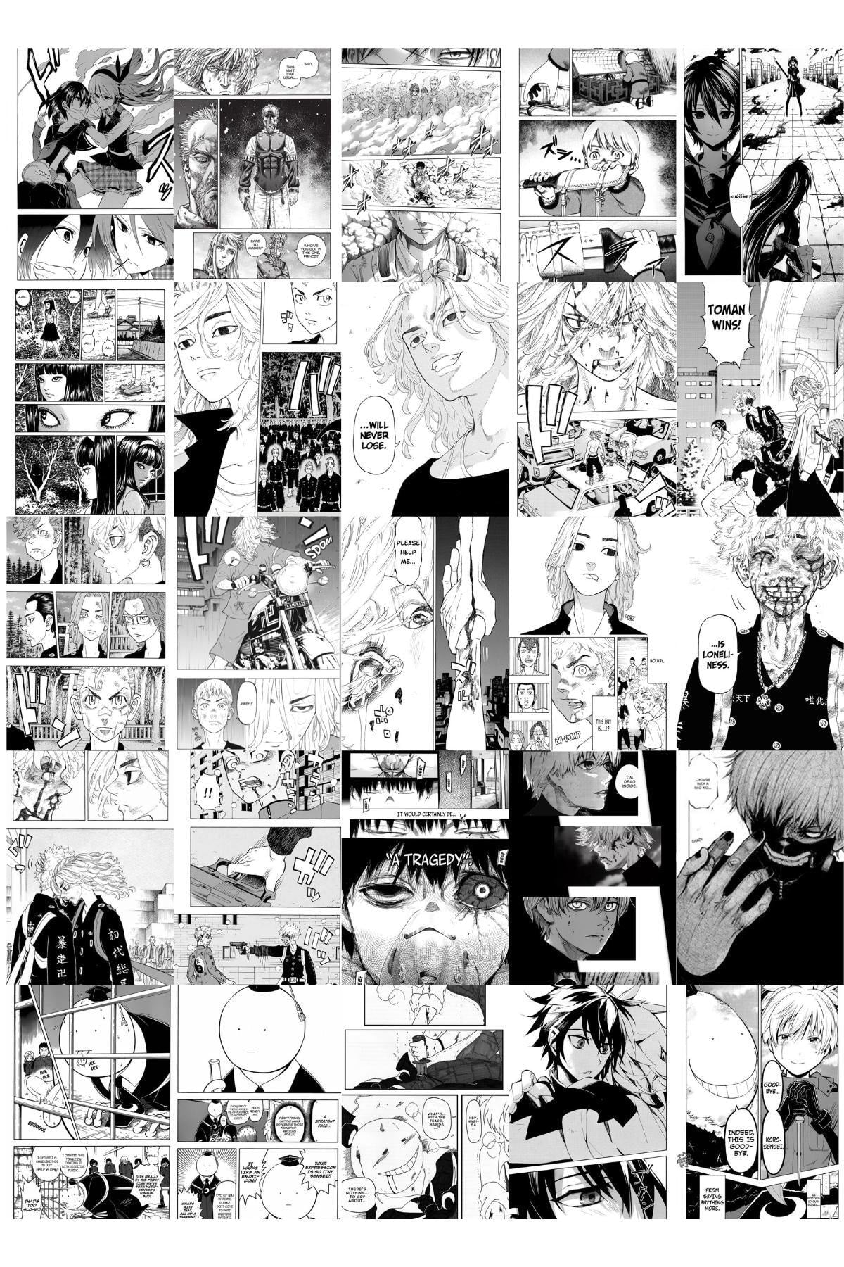 Anime Poster Seti - 1, Arkası Yapışkanlı 80 Adet Manga Poster Kolaj Seti, Anime Hediyelik