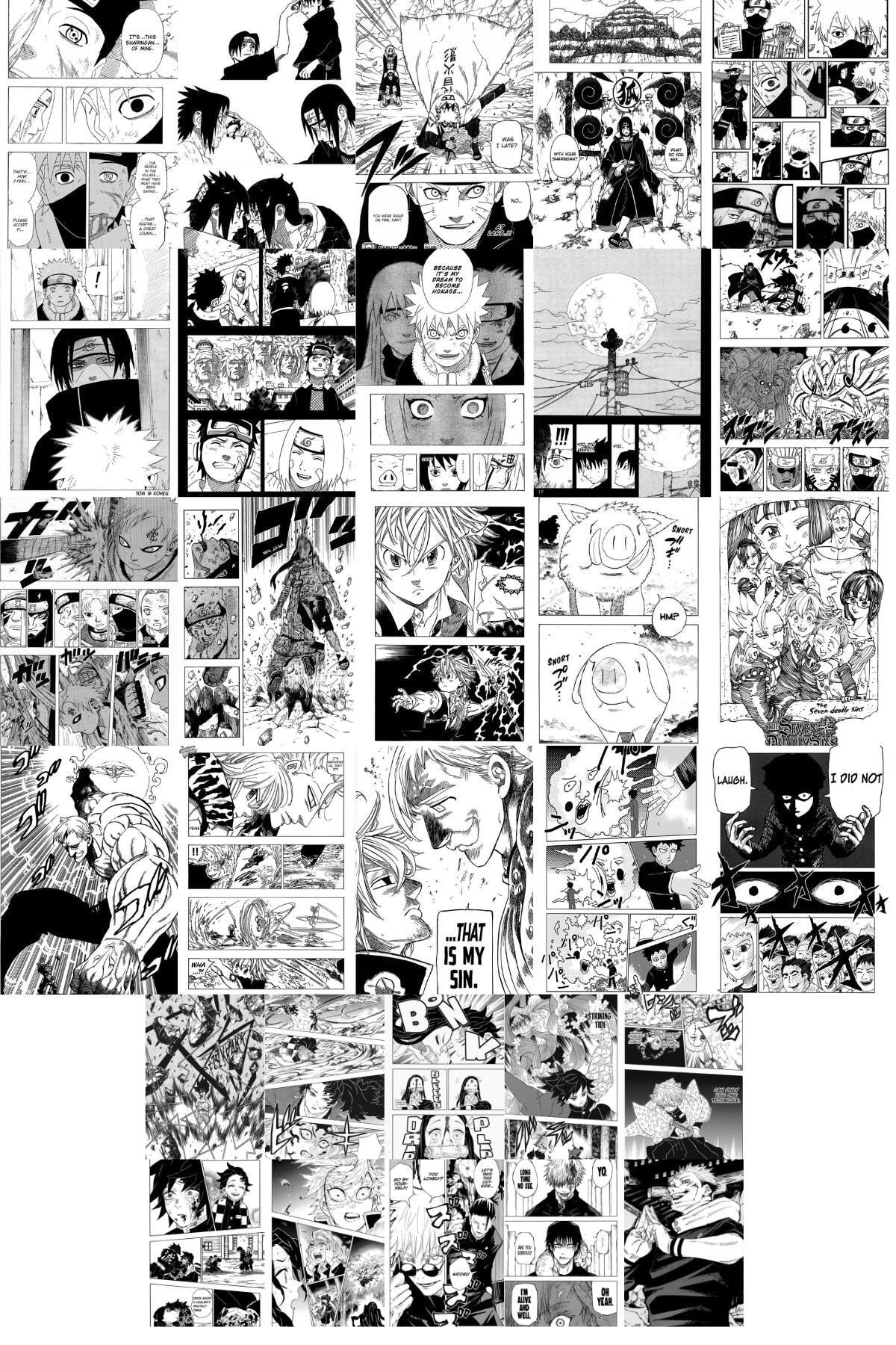 Anime Poster Seti - 1, Arkası Yapışkanlı 80 Adet Manga Poster Kolaj Seti, Anime Hediyelik
