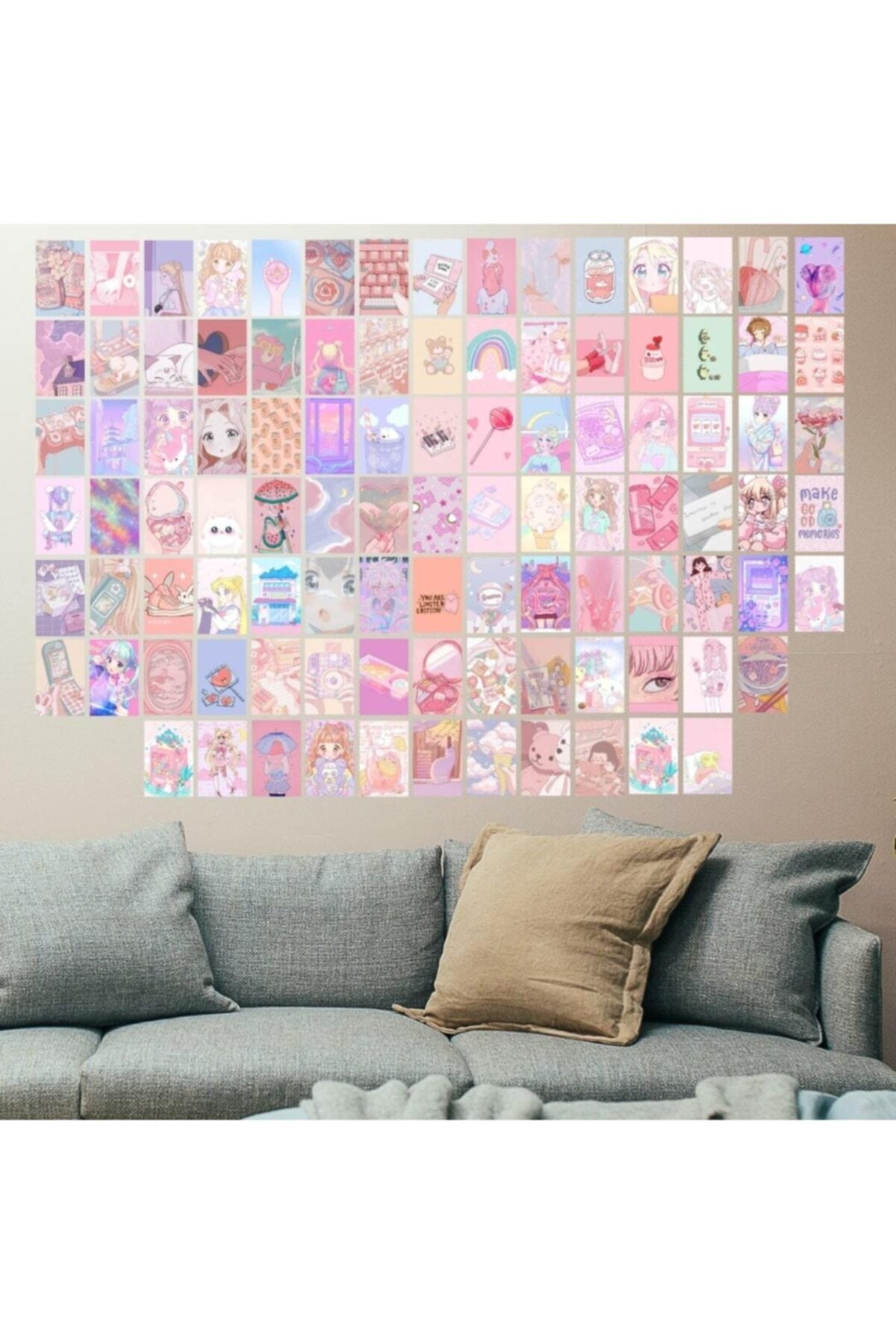 Anime Poster Seti - Arkası Yapışkanlı Kawai Poster Kolaj Seti - 100 Adet - 10cm*15cm- Kutulu Set