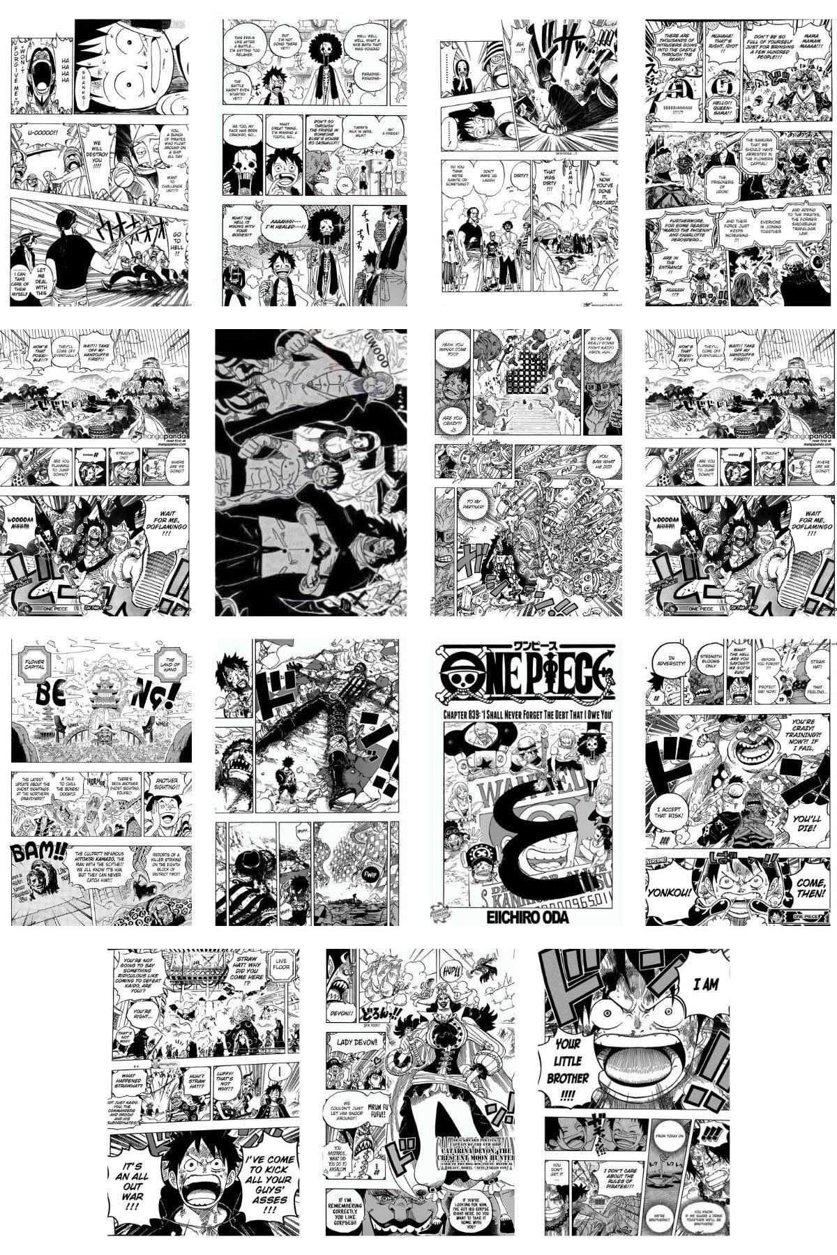Anime Poster Seti, Arkası Yapışkanlı One Piece Poster, Manga Poster Kolaj Seti 60 Adet, Anime Poster