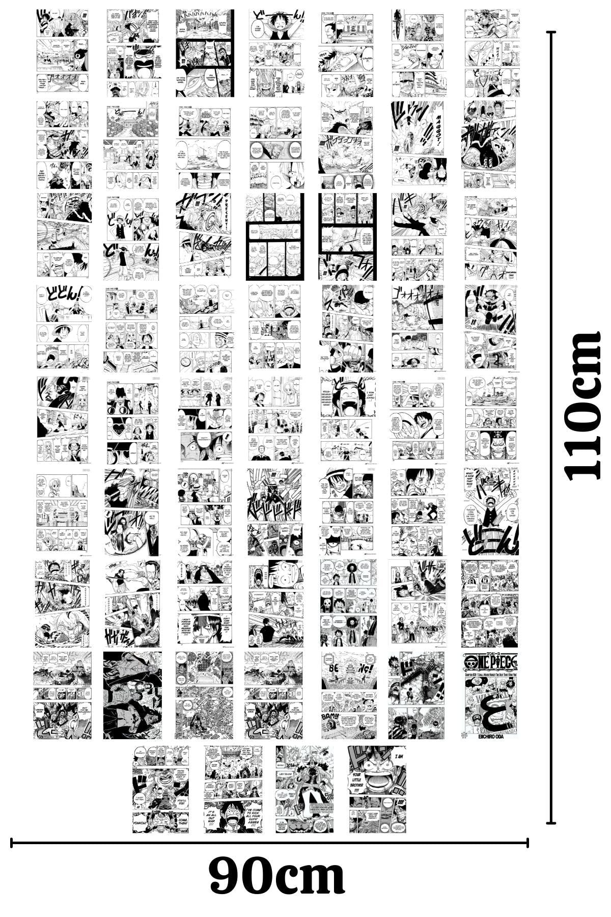 Anime Poster Seti, Arkası Yapışkanlı One Piece Poster, Manga Poster Kolaj Seti 60 Adet, Anime Poster