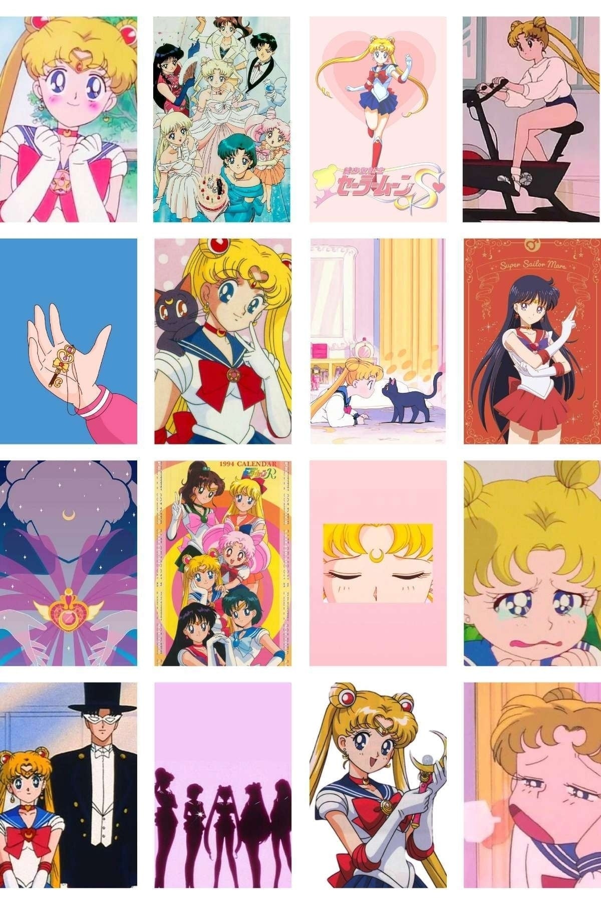 Anime Poster Seti - "sailor Moon" Kolaj Seti - 84 Adet - Arkası Yapışkanlı - 10cm*15cm- Kutulu Set