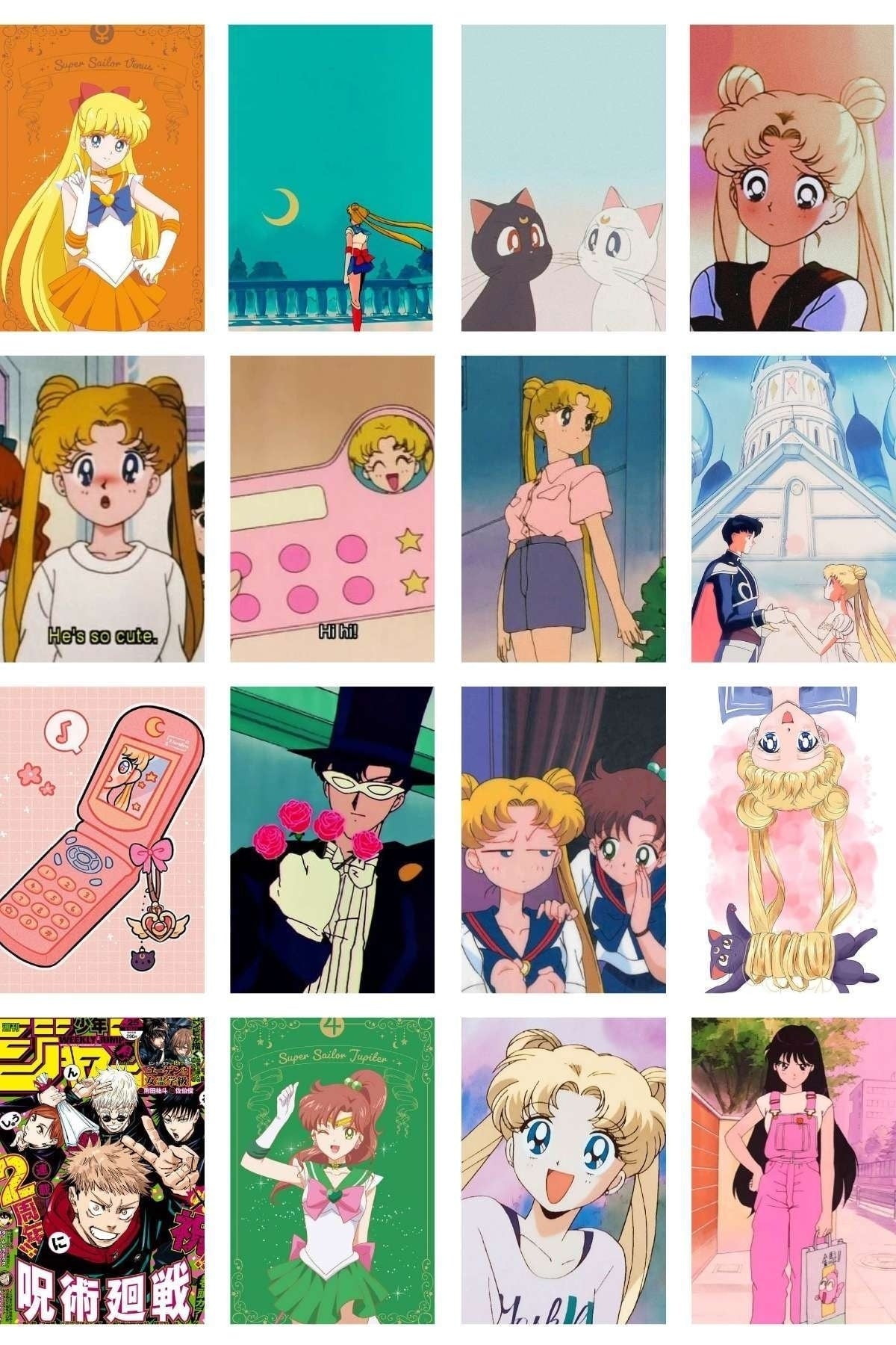 Anime Poster Seti - "sailor Moon" Kolaj Seti - 84 Adet - Arkası Yapışkanlı - 10cm*15cm- Kutulu Set