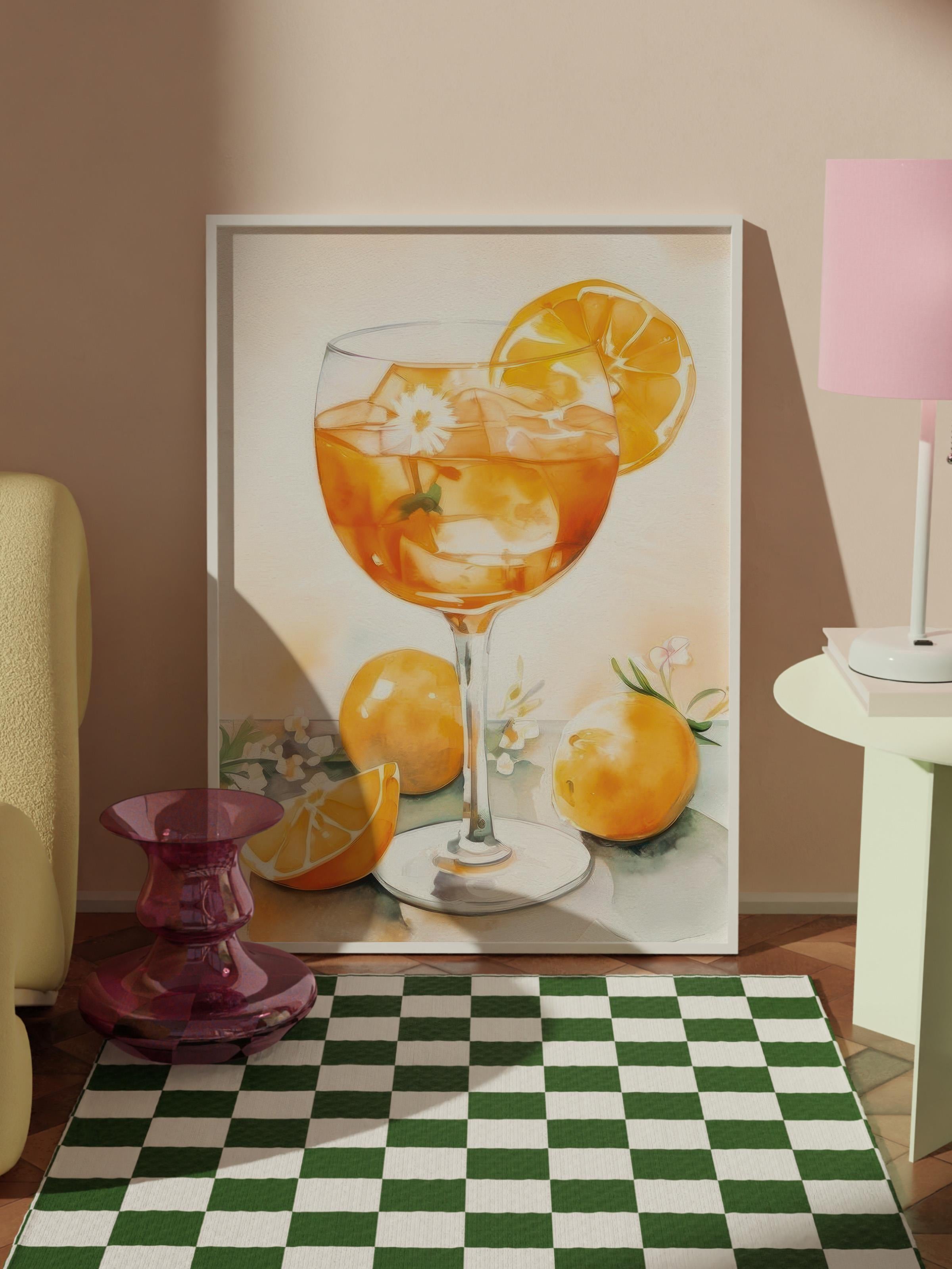 Aperol Art Çerçeveli Tablo, Beyaz Çerçeve ve Poster, Dikey Duvar Tablosu Comfort Serisi NO:108567